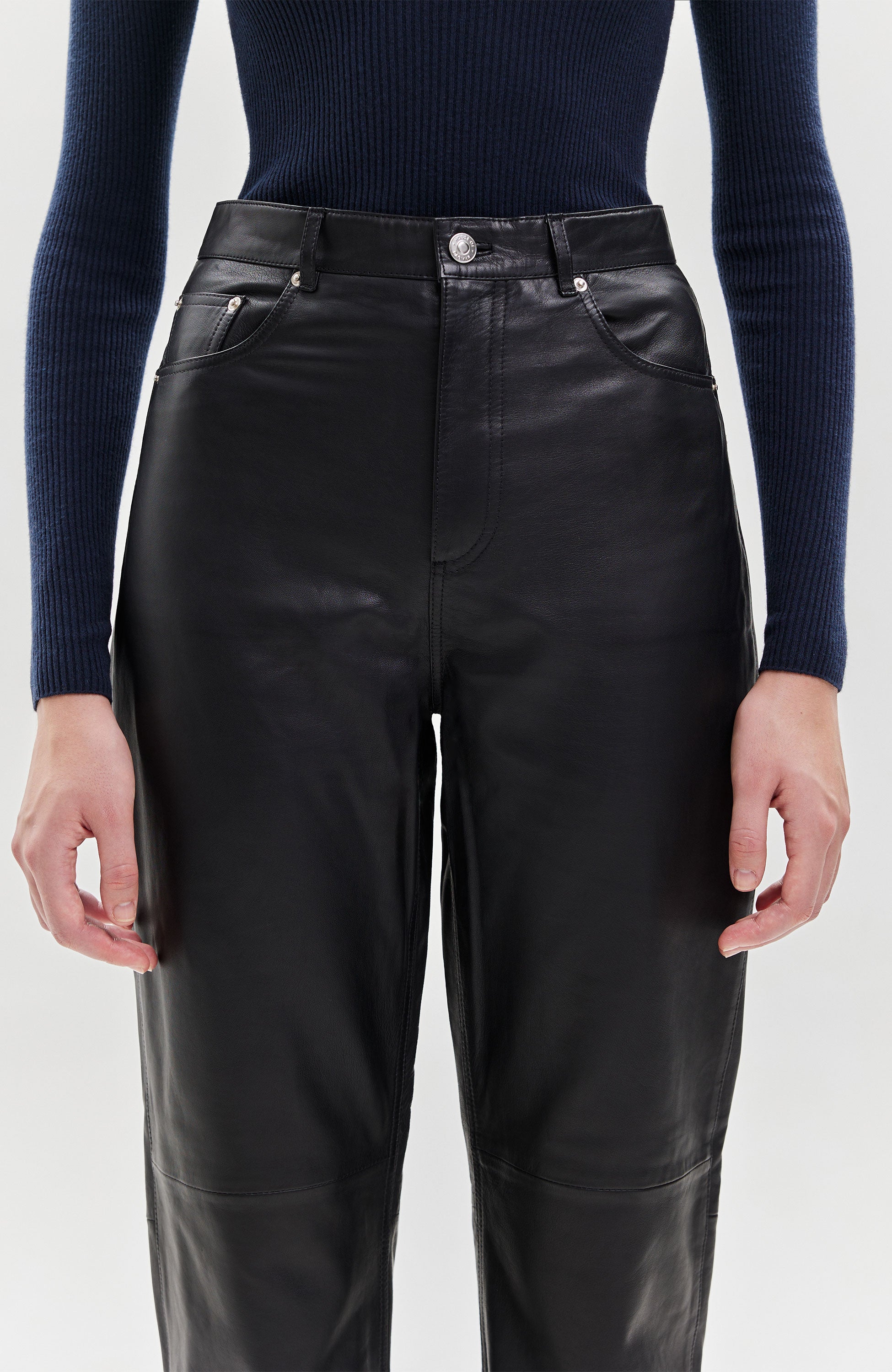 House of dagmar Black Straight-fit leather trousers image 6