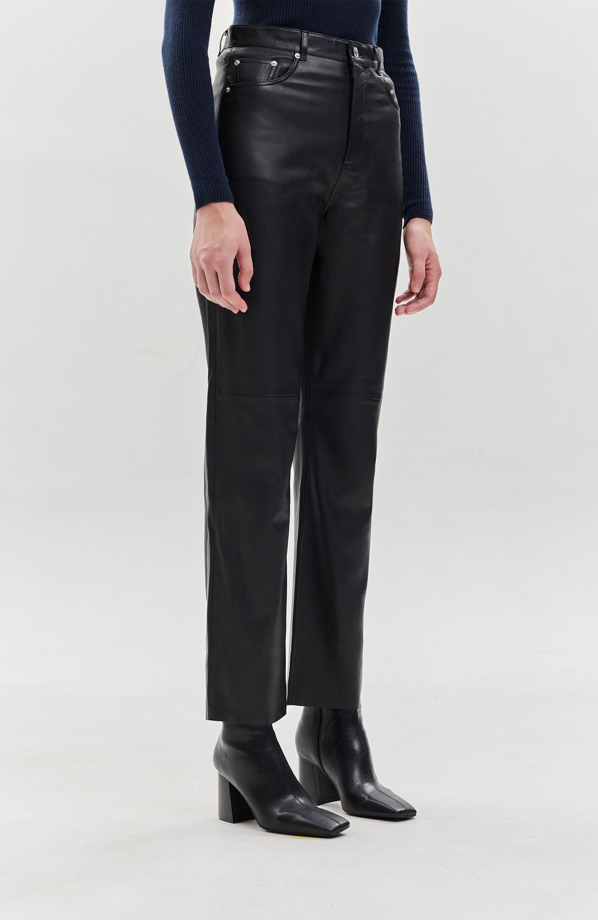 House of dagmar Black Straight-fit leather trousers image 3