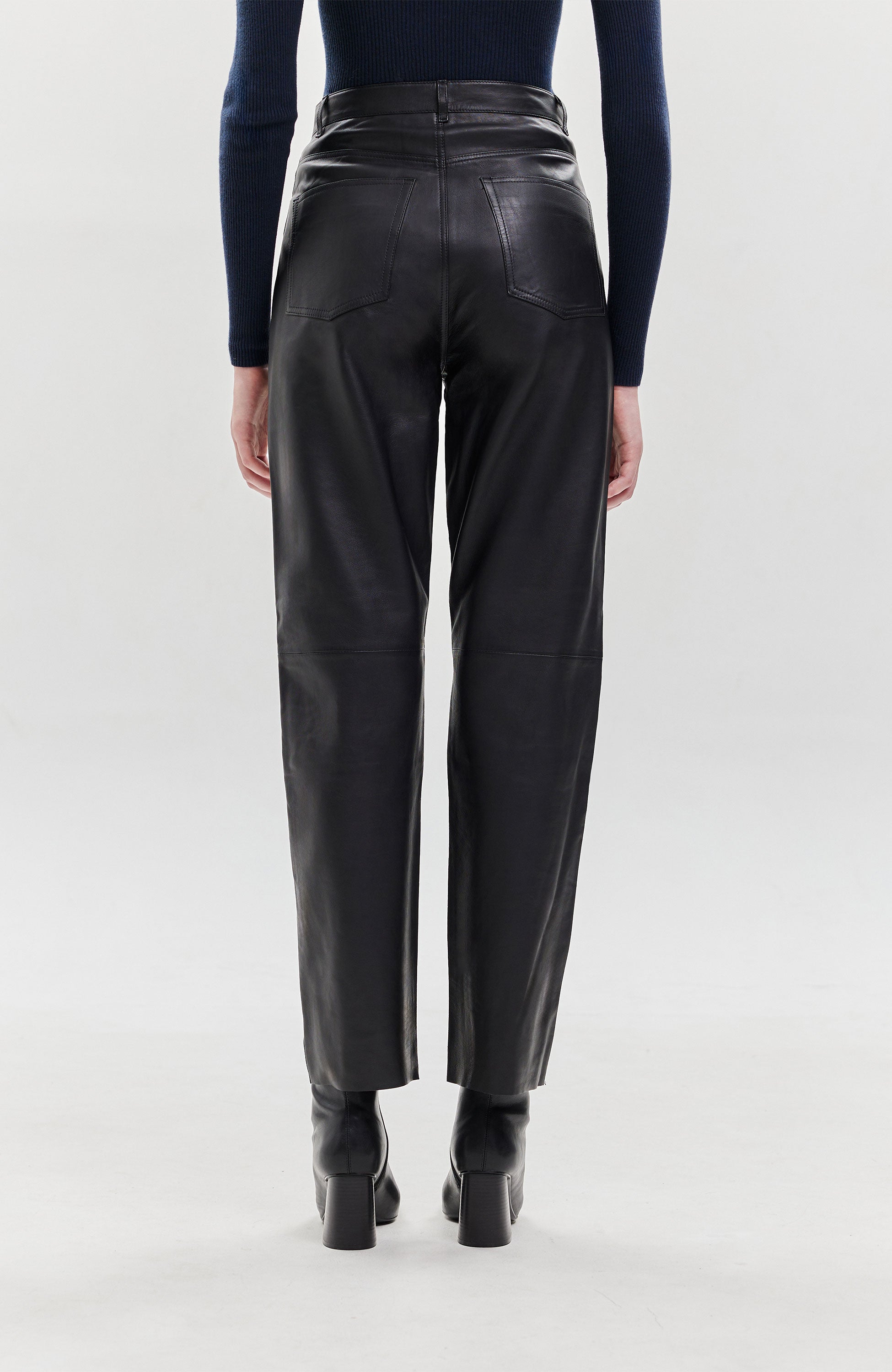 Straight-fit leather trousers