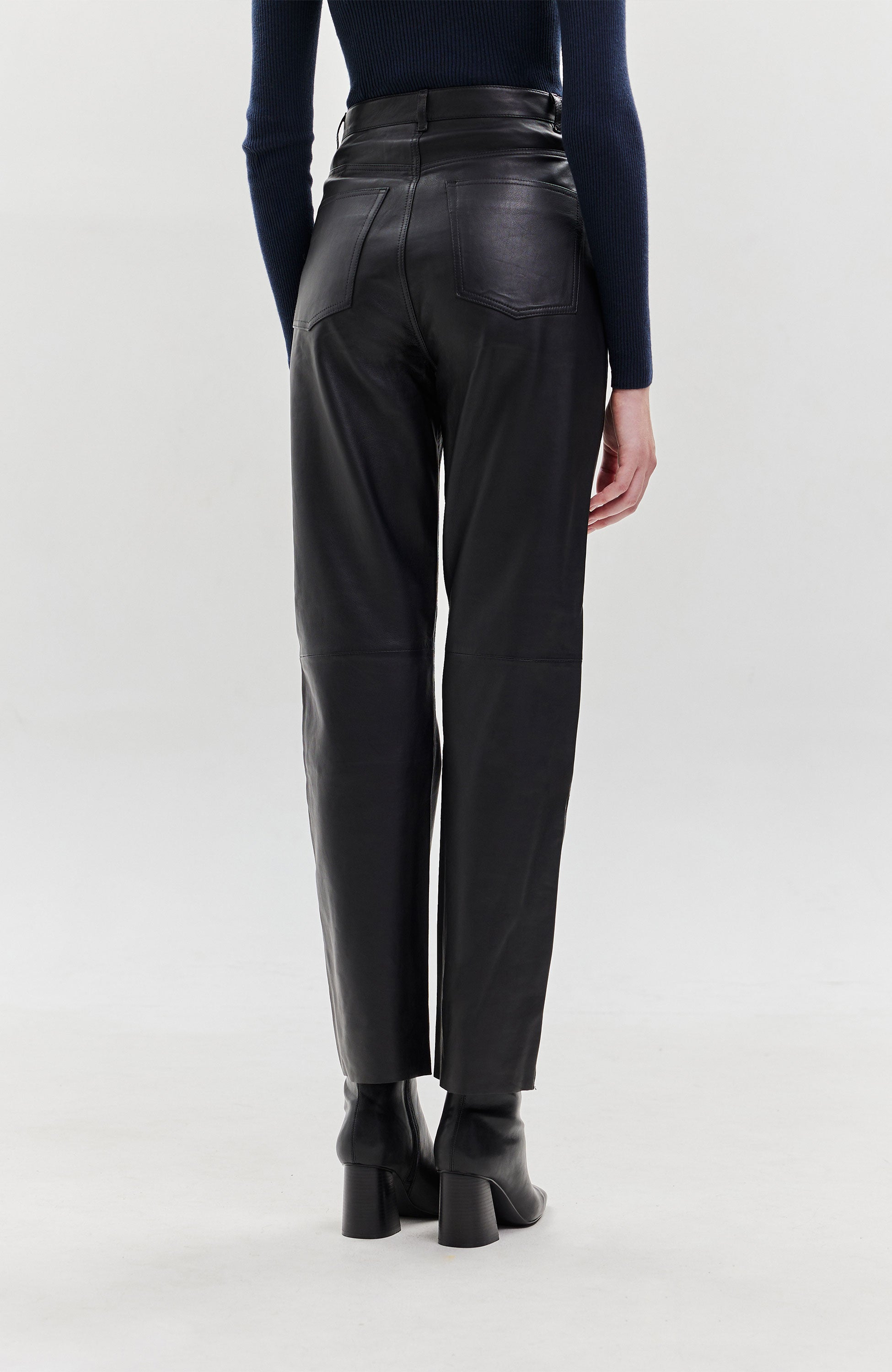 Straight-fit leather trousers