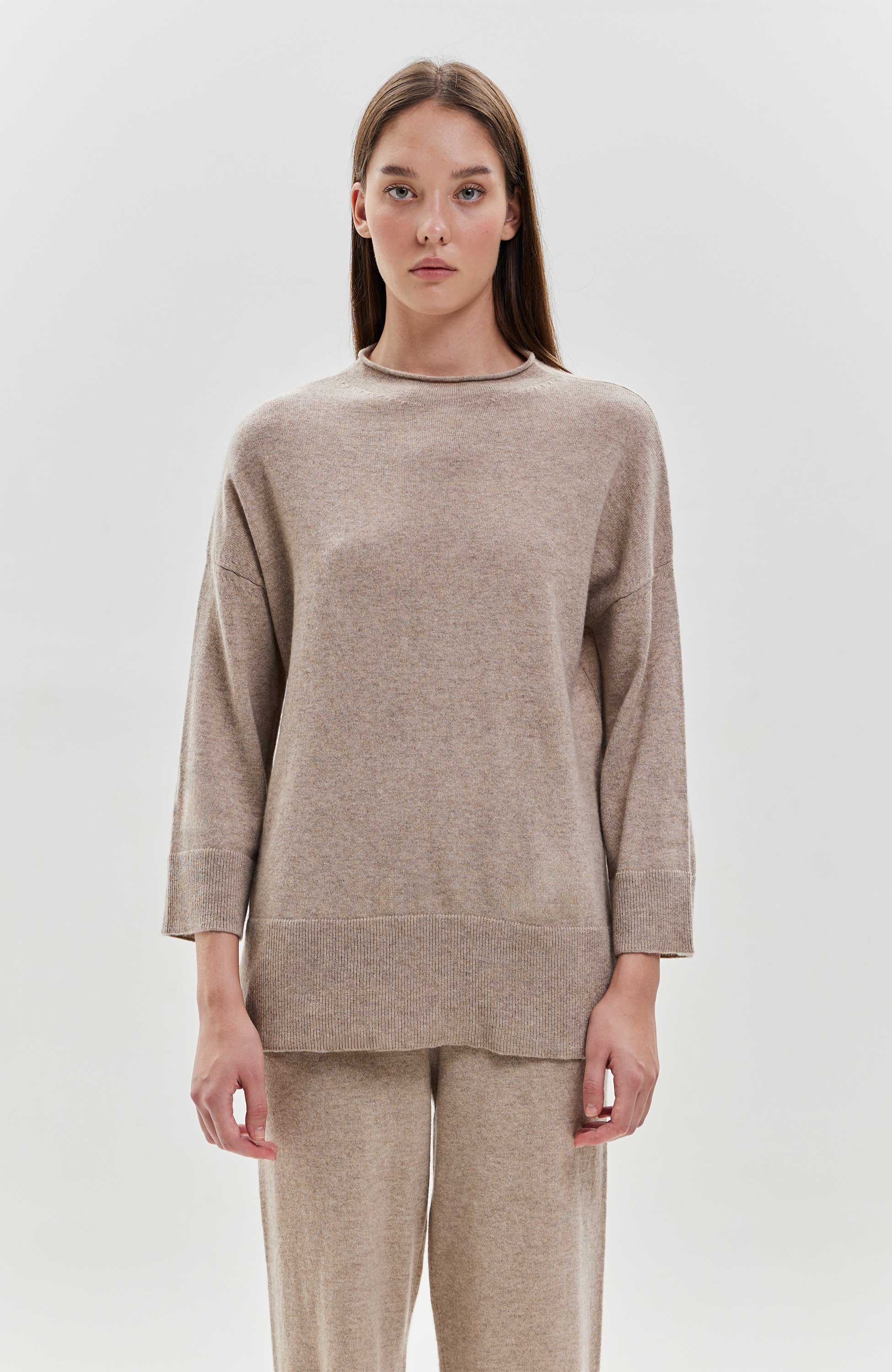 Ftc cashmere Beige Ümara kaelusega kašmiirist pullover image 1
