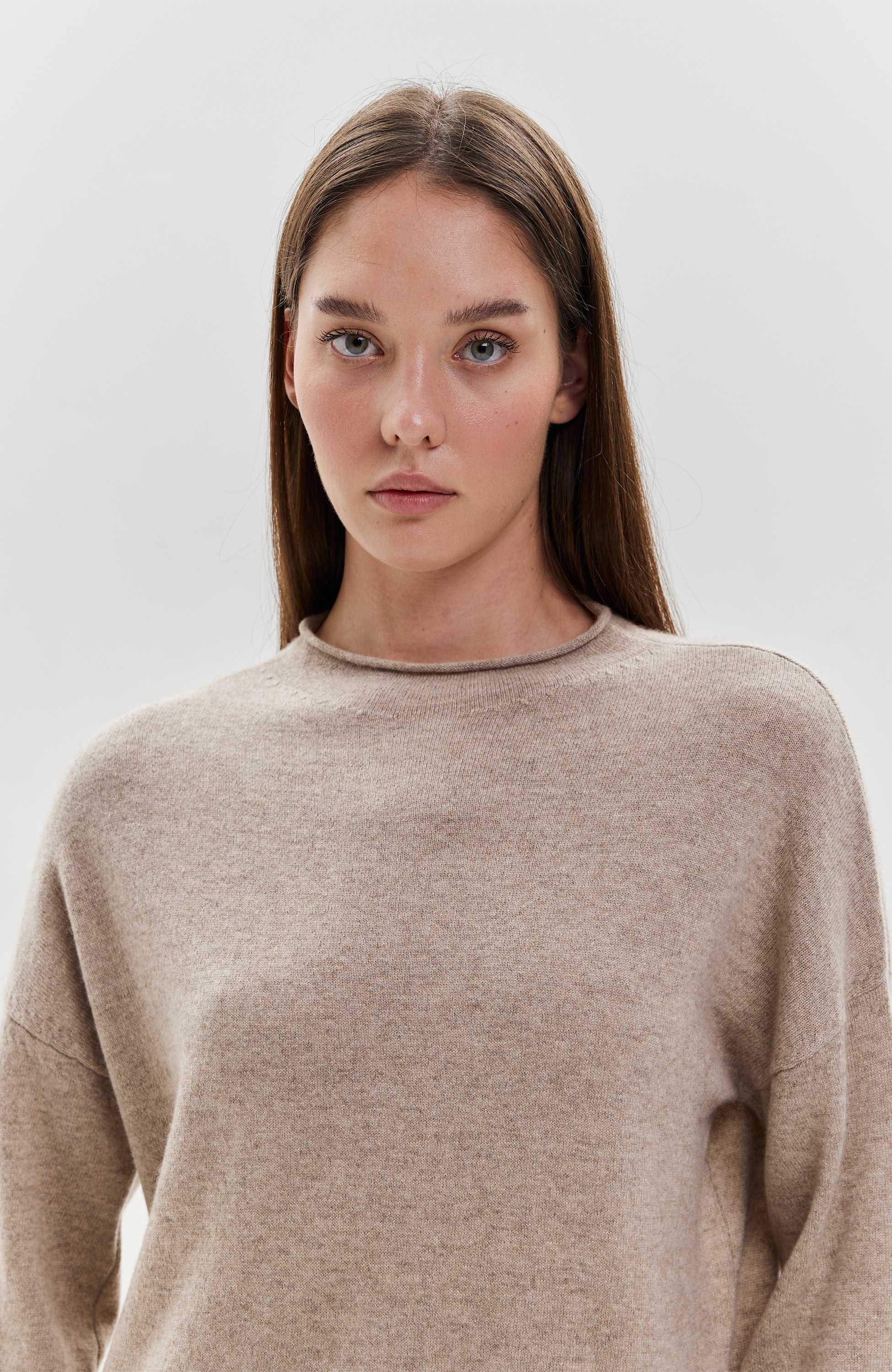 Ftc cashmere Beige Ümara kaelusega kašmiirist pullover image 3