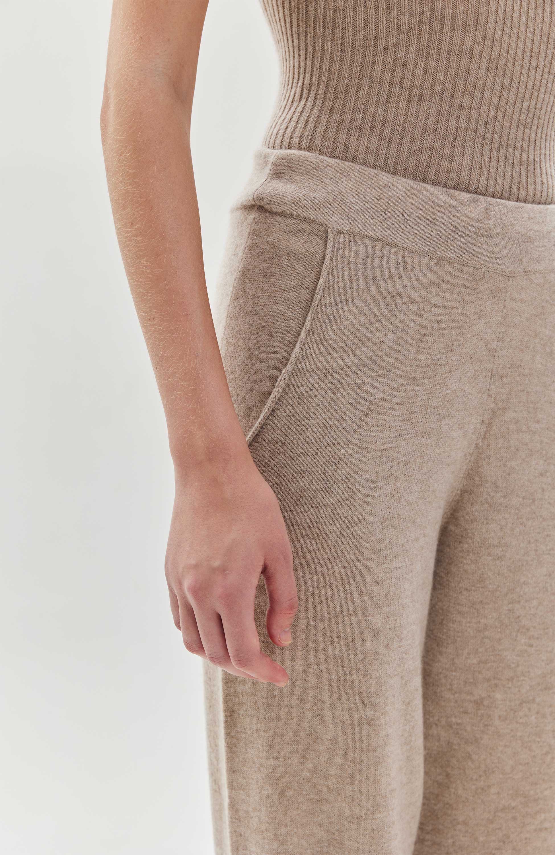 Ftc cashmere Beige Sirgete säärtega kašmiirist püksid image 4