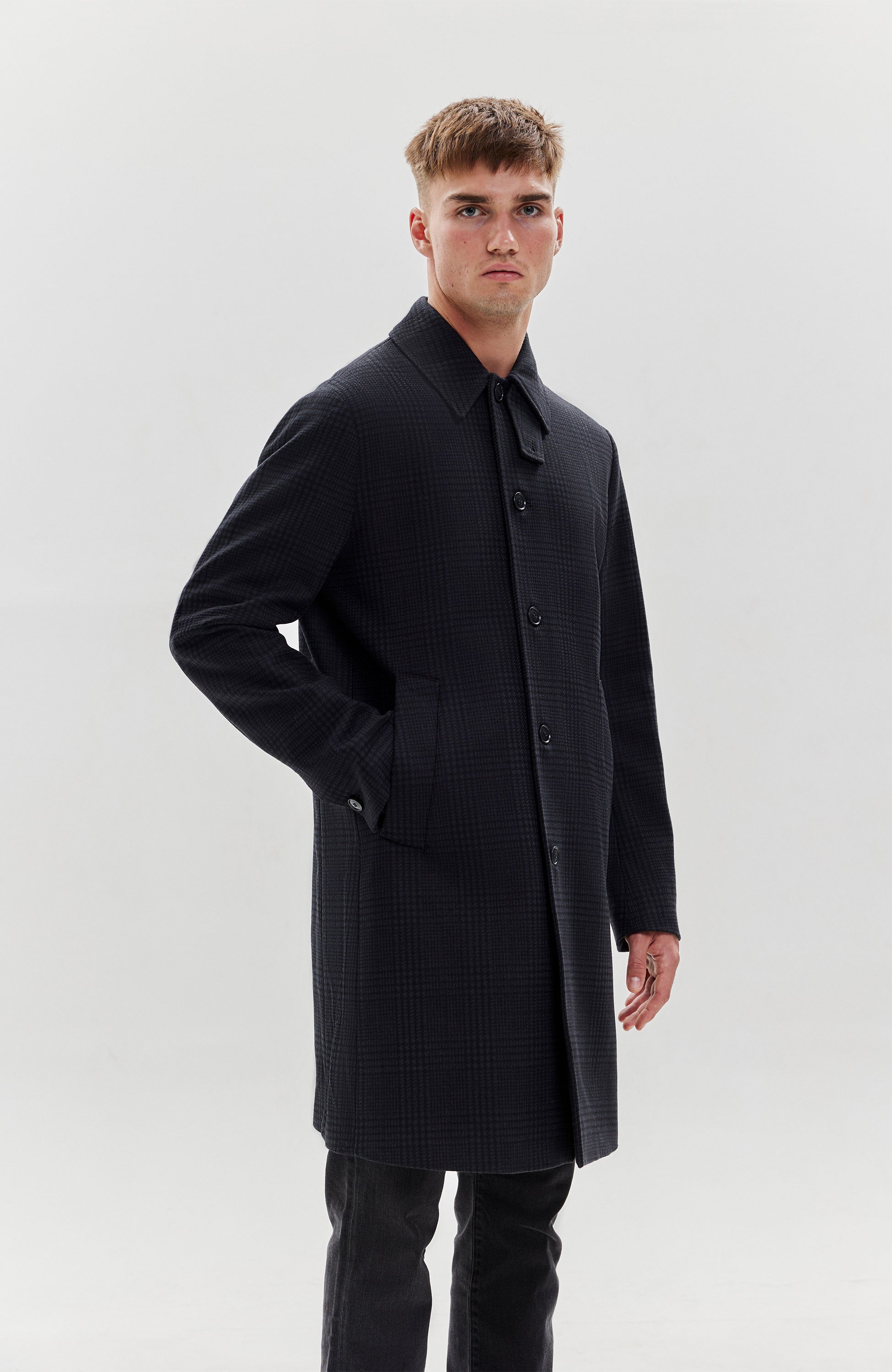 Tiger of sweden Black Single-breasted checked coat eliias image 6