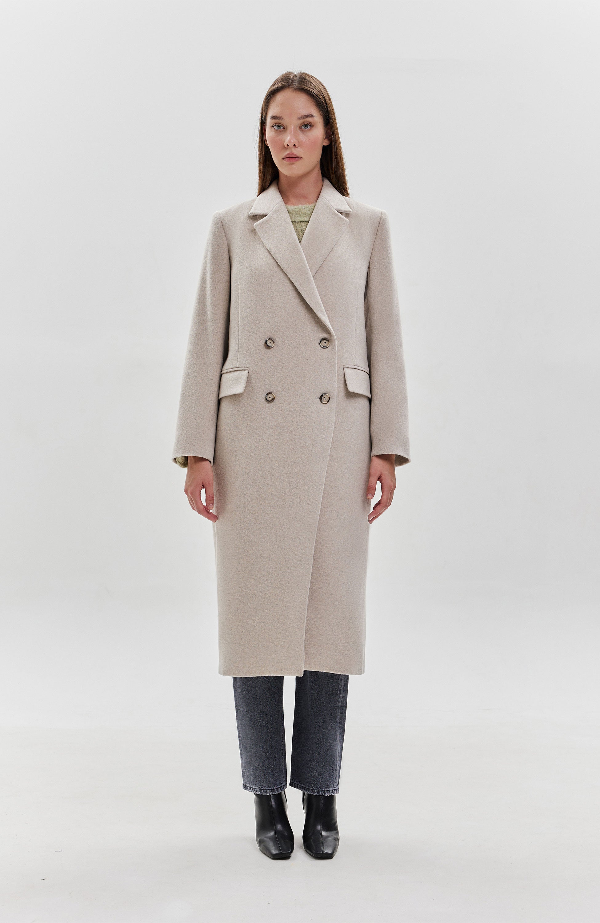 House of dagmar Beige Double breasted coat image 3