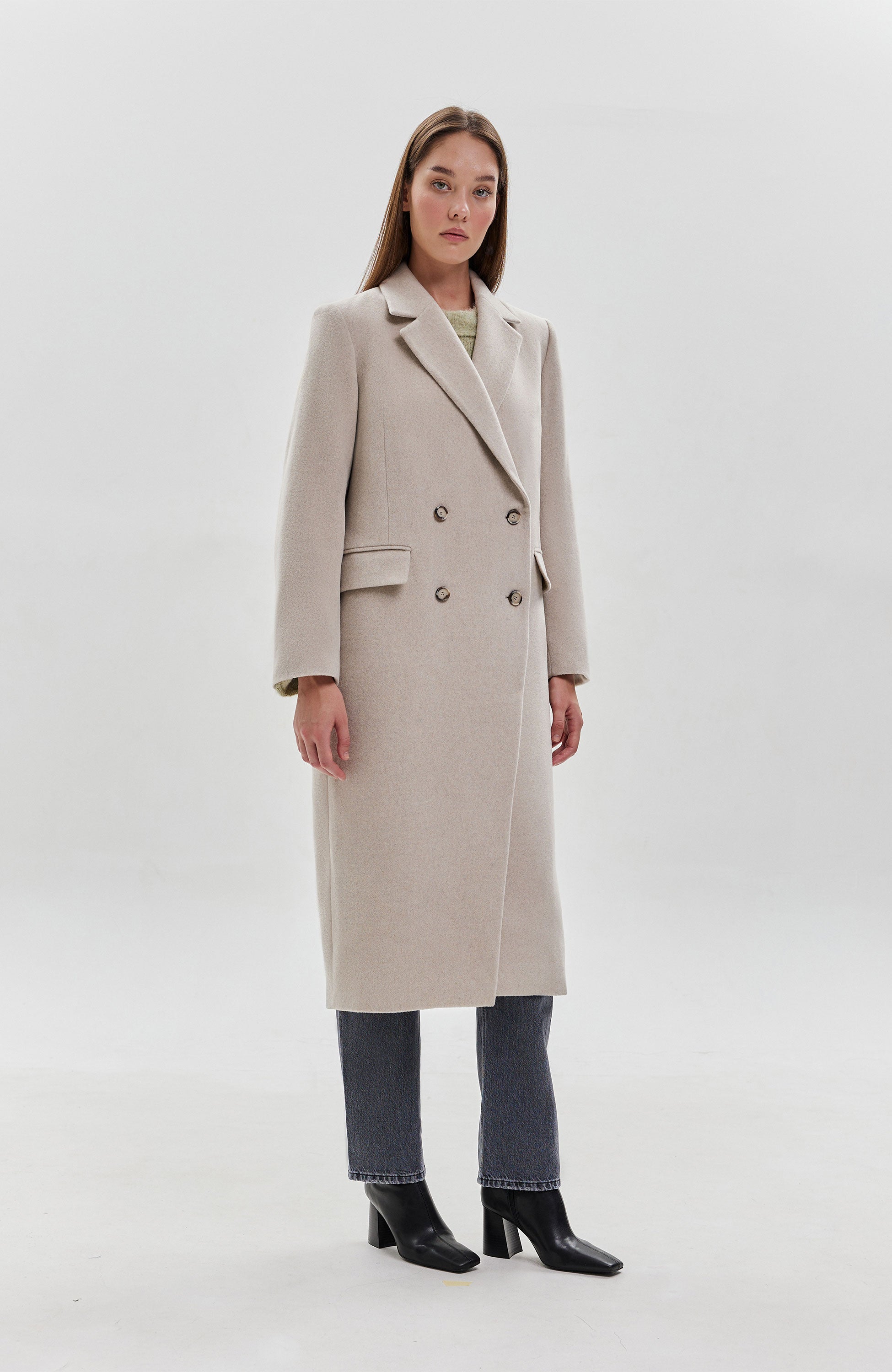 House of dagmar Beige Double breasted coat image 4