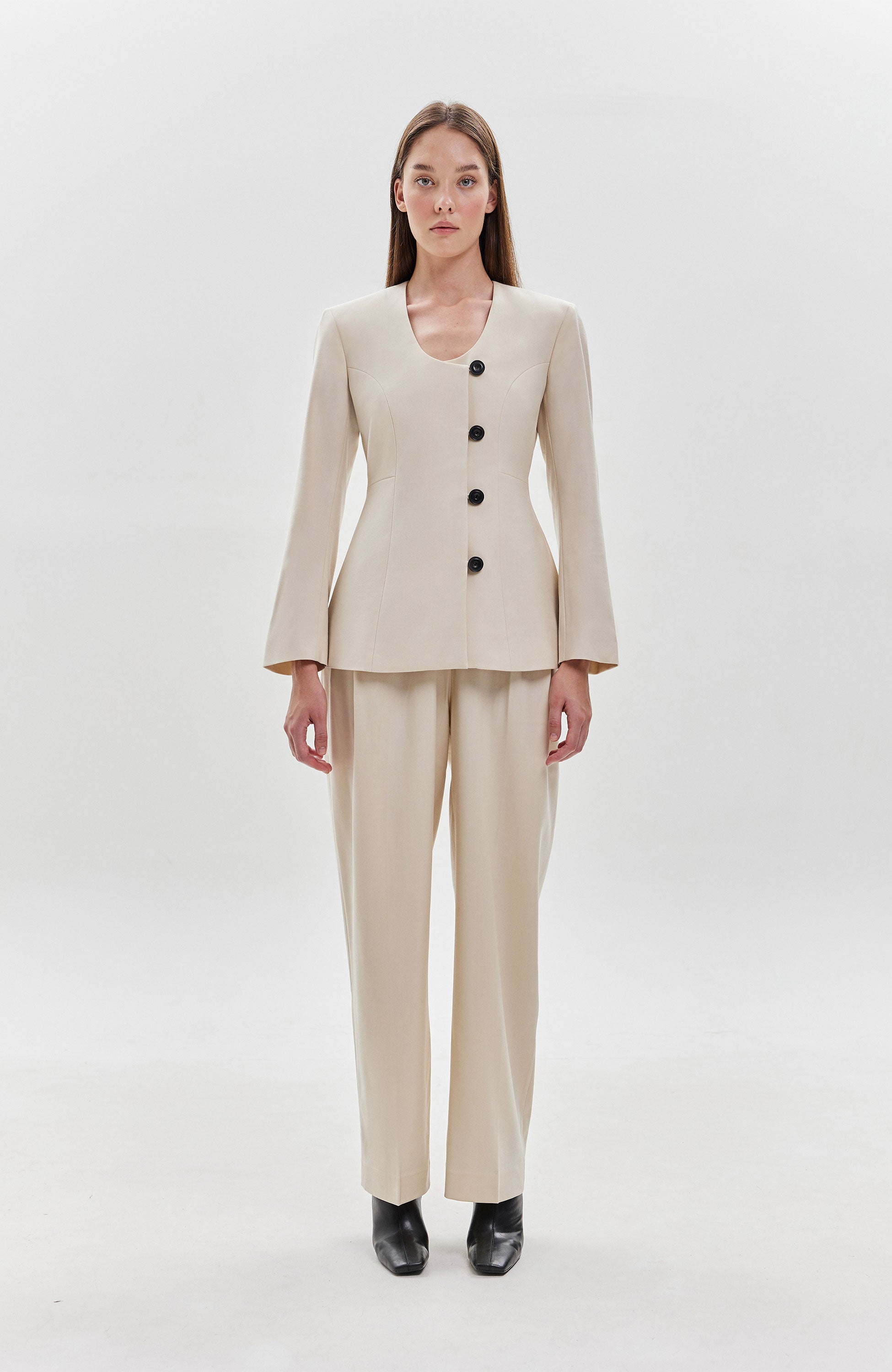 House of dagmar Neutral Collarless blazer image 6