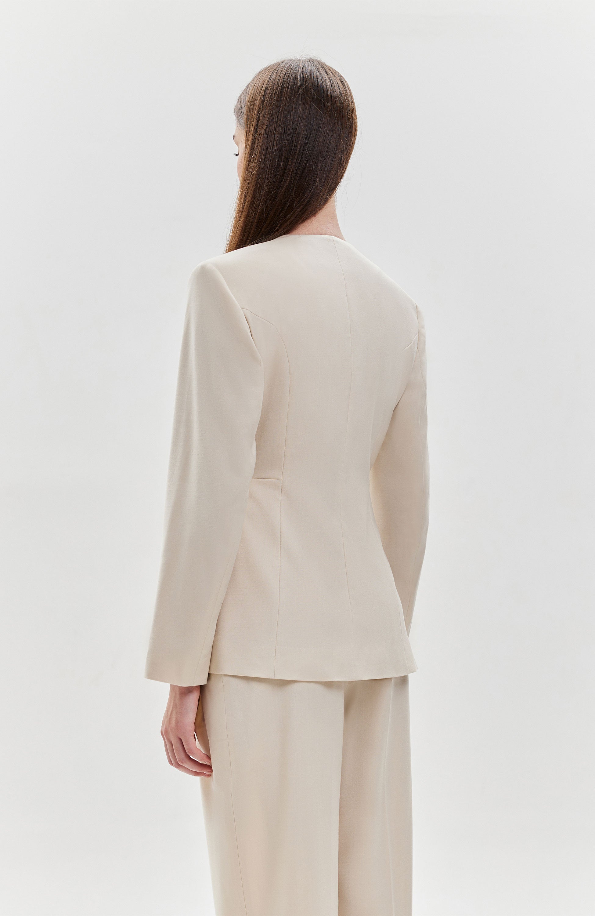 House of dagmar Neutral Collarless blazer image 3
