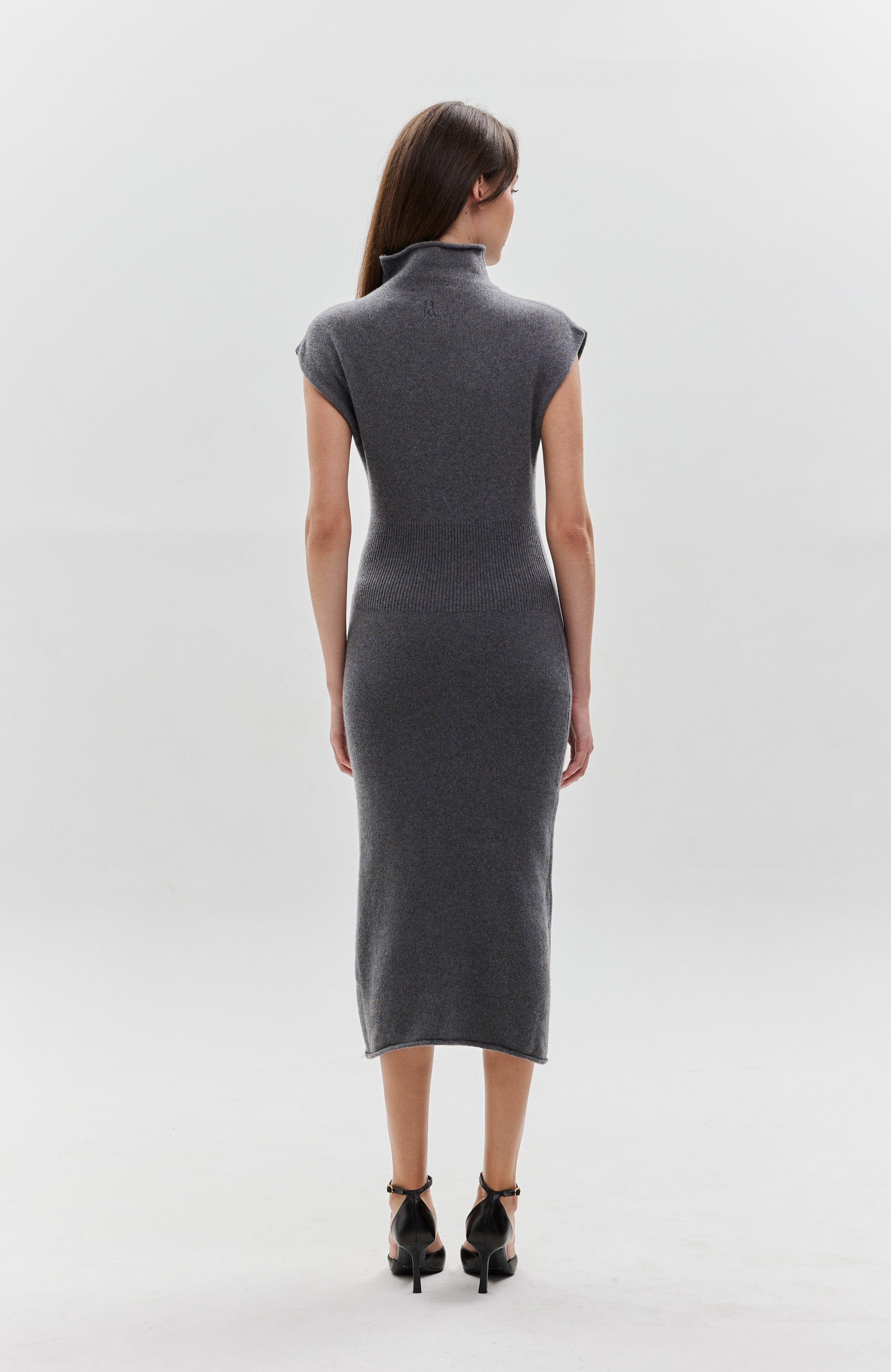 Erika cavallini Grey Knitted cashmere dress image 4