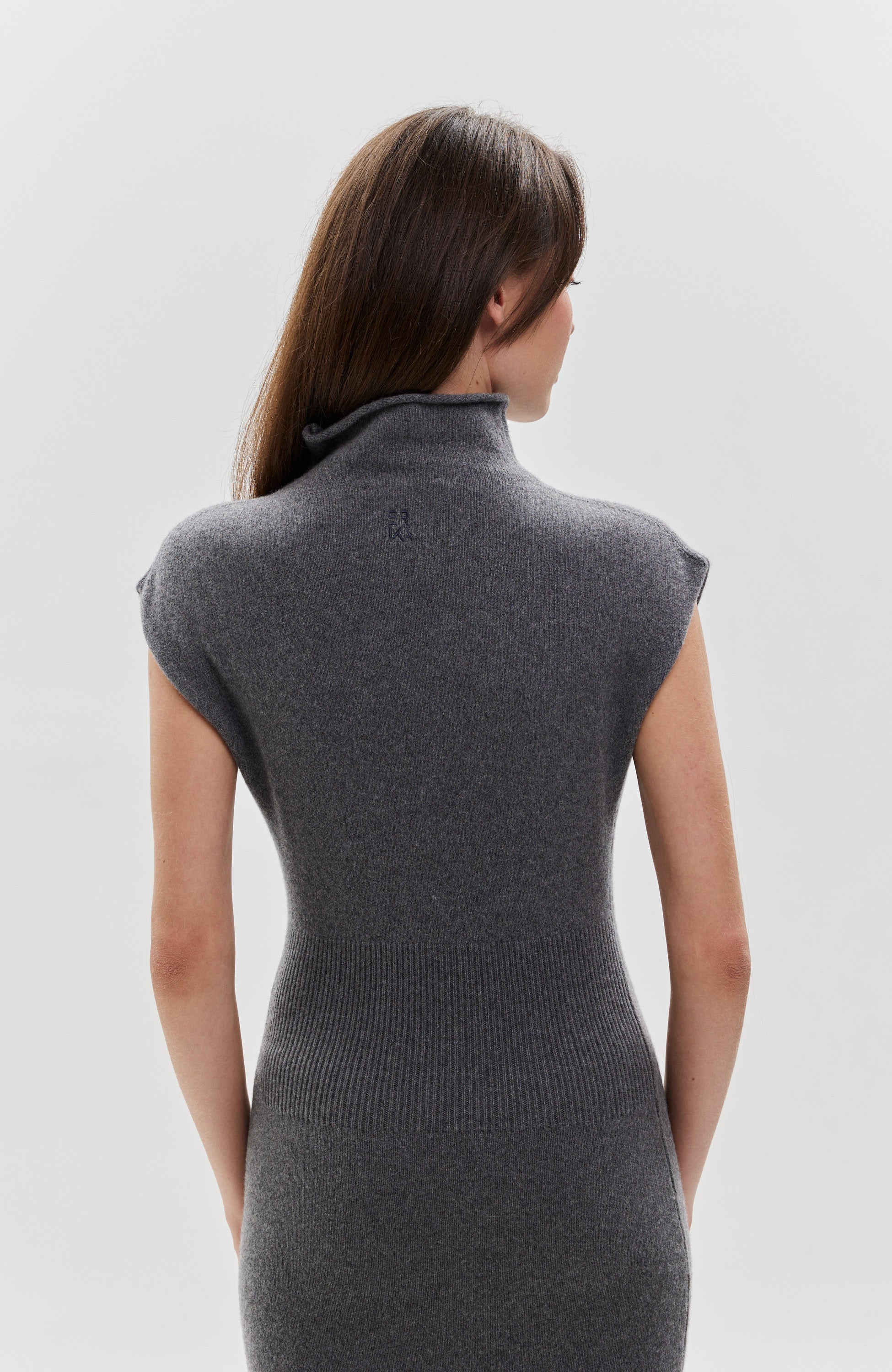 Erika cavallini Grey Knitted cashmere dress image 6