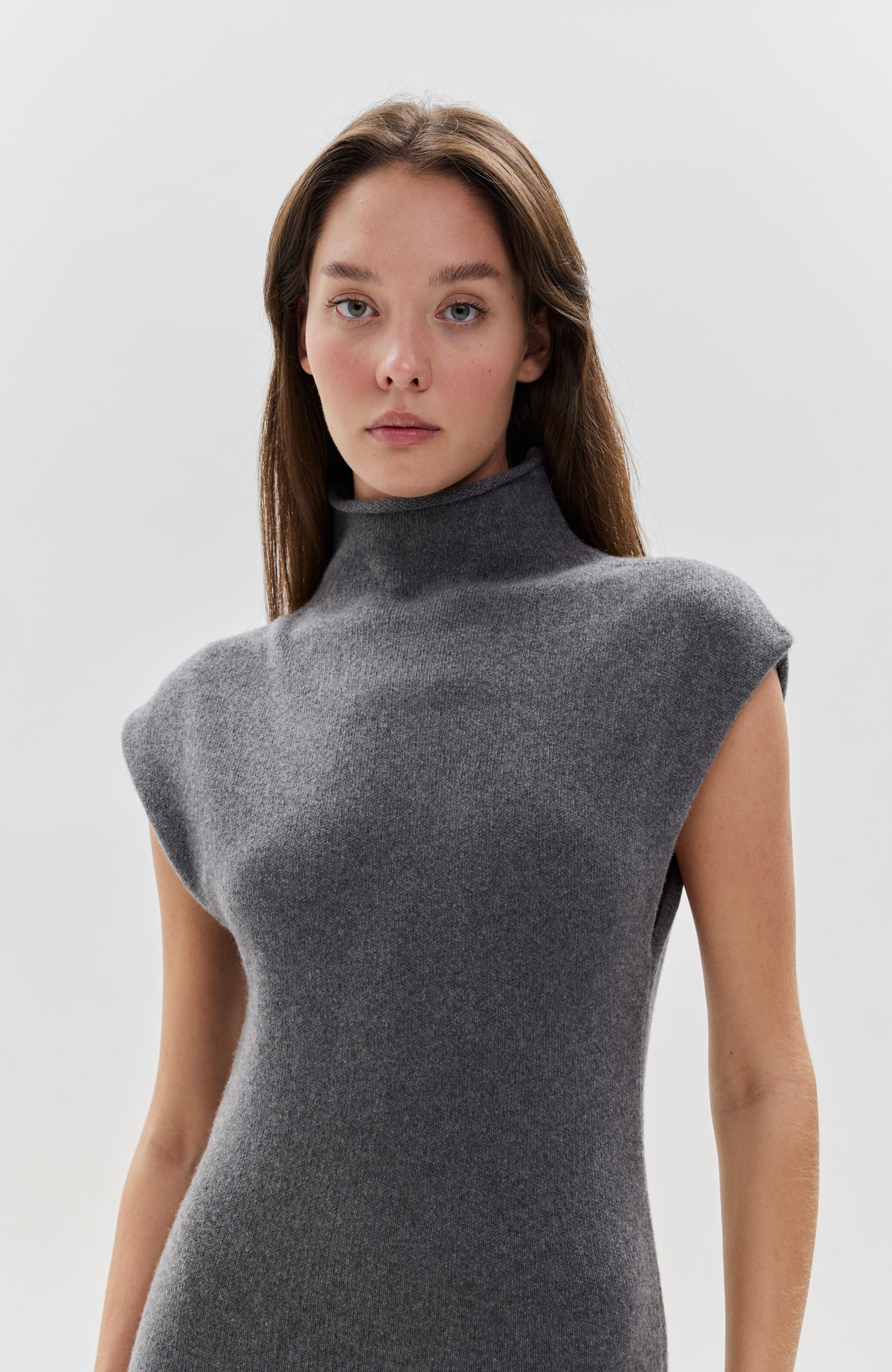 Erika cavallini Grey Knitted cashmere dress image 5