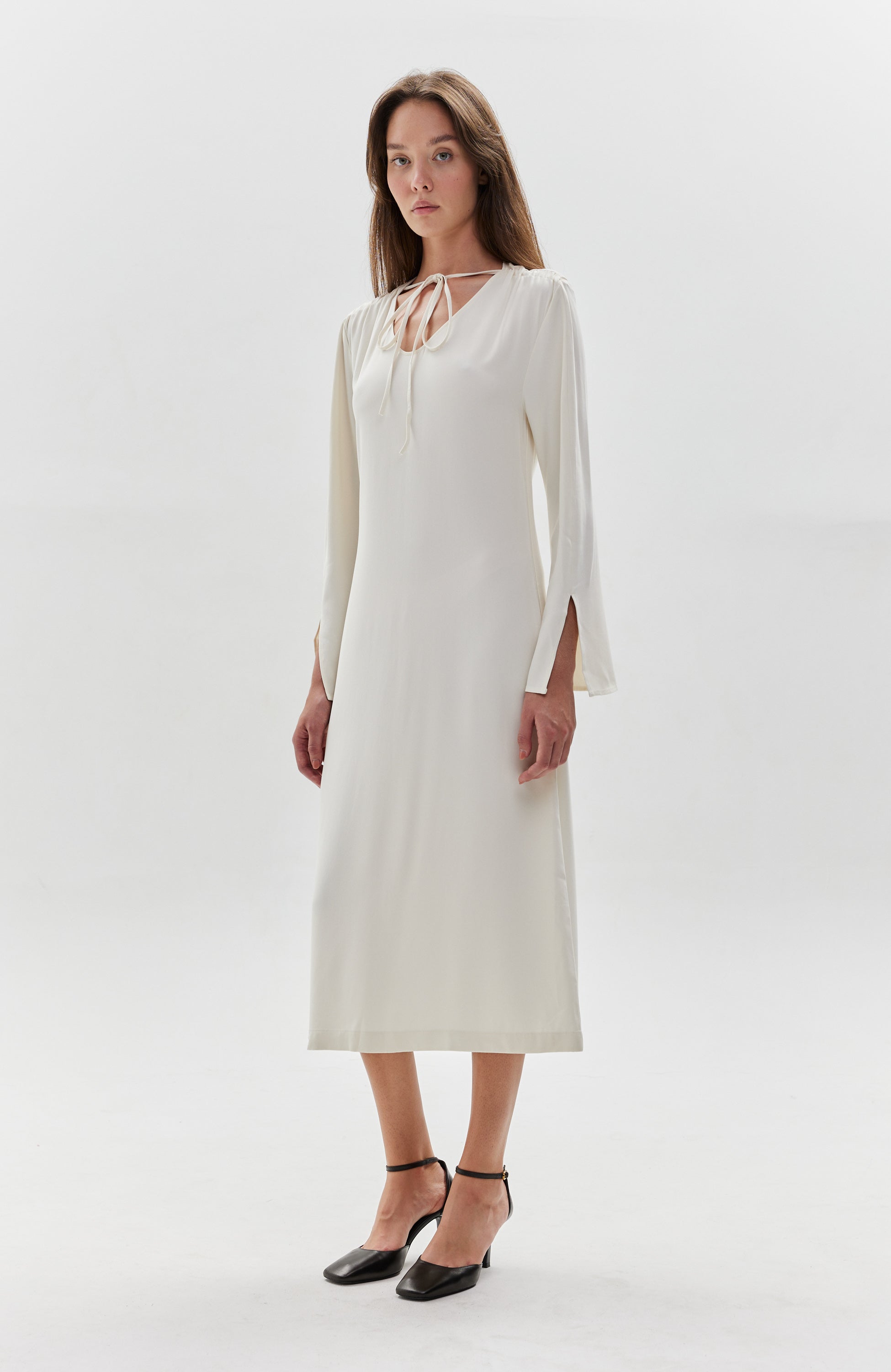 Erika cavallini Neutral Bow-detailing longsleeve dress image 3