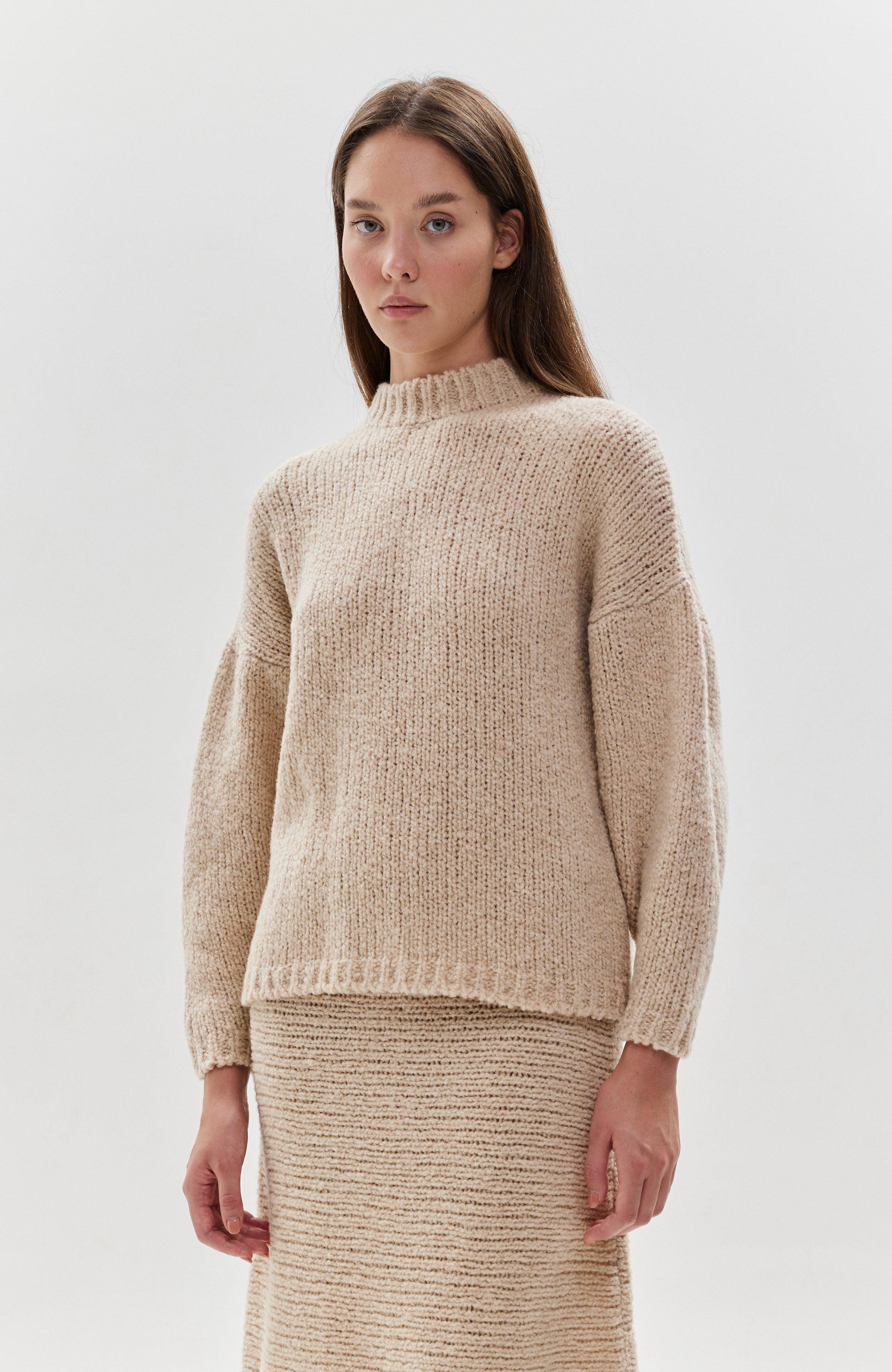 Erika cavallini Neutral Sweter bouclé z okrągłym dekoltem image 2