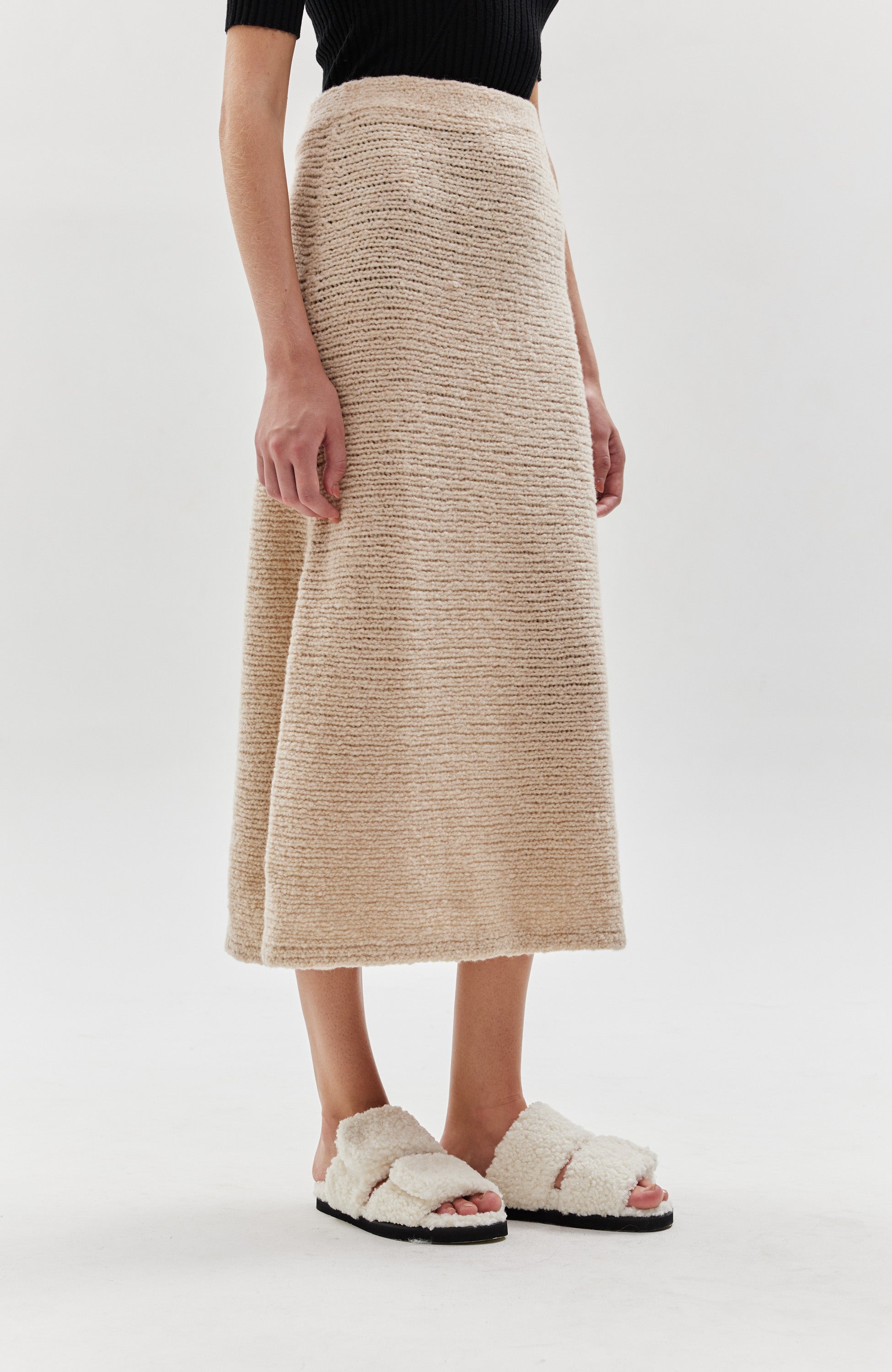 Erika cavallini Neutral Knitted bouclé skirt image 4