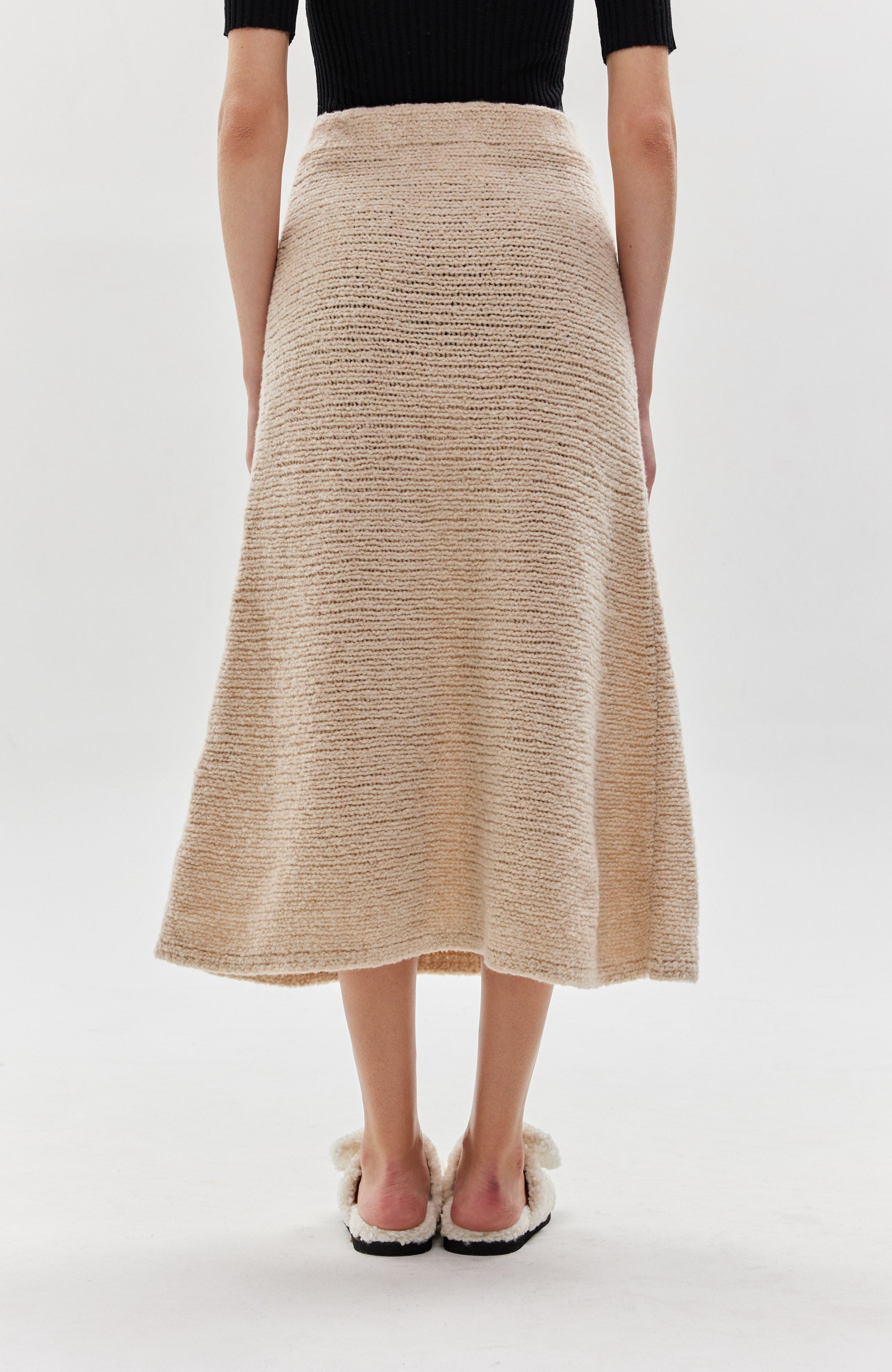 Erika cavallini Neutral Knitted bouclé skirt image 5