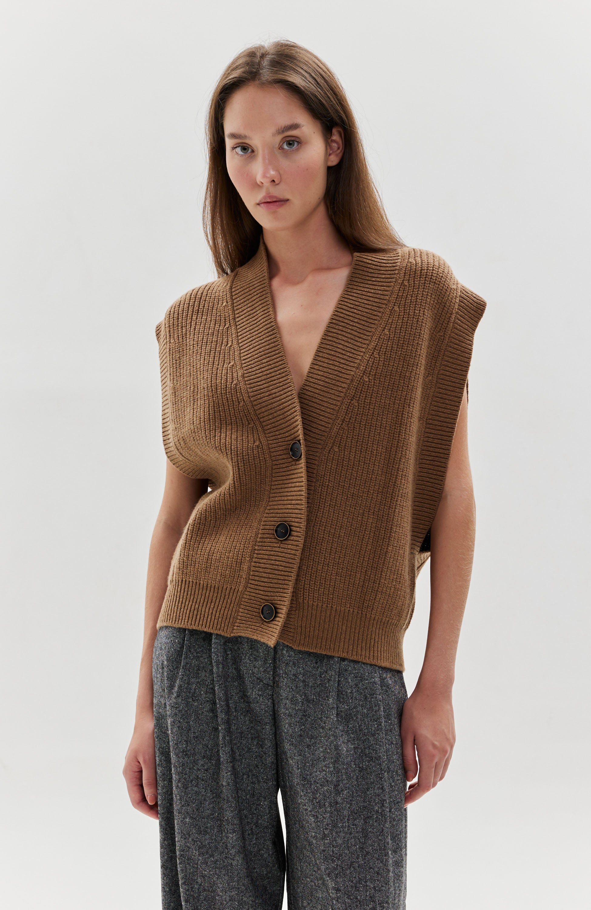 Erika cavallini Brown Dzianinowa kamizelka image 1