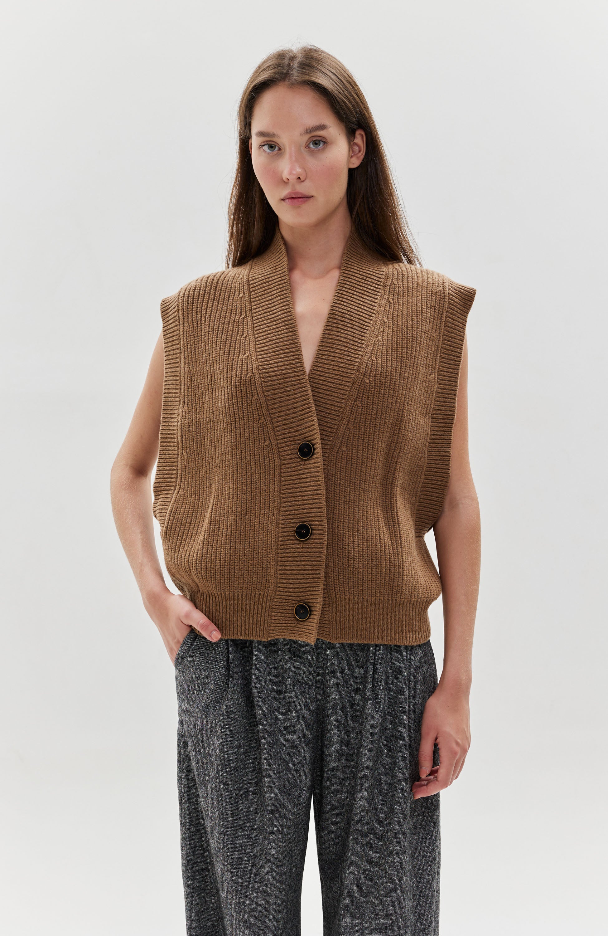 Erika cavallini Brown Dzianinowa kamizelka image 3