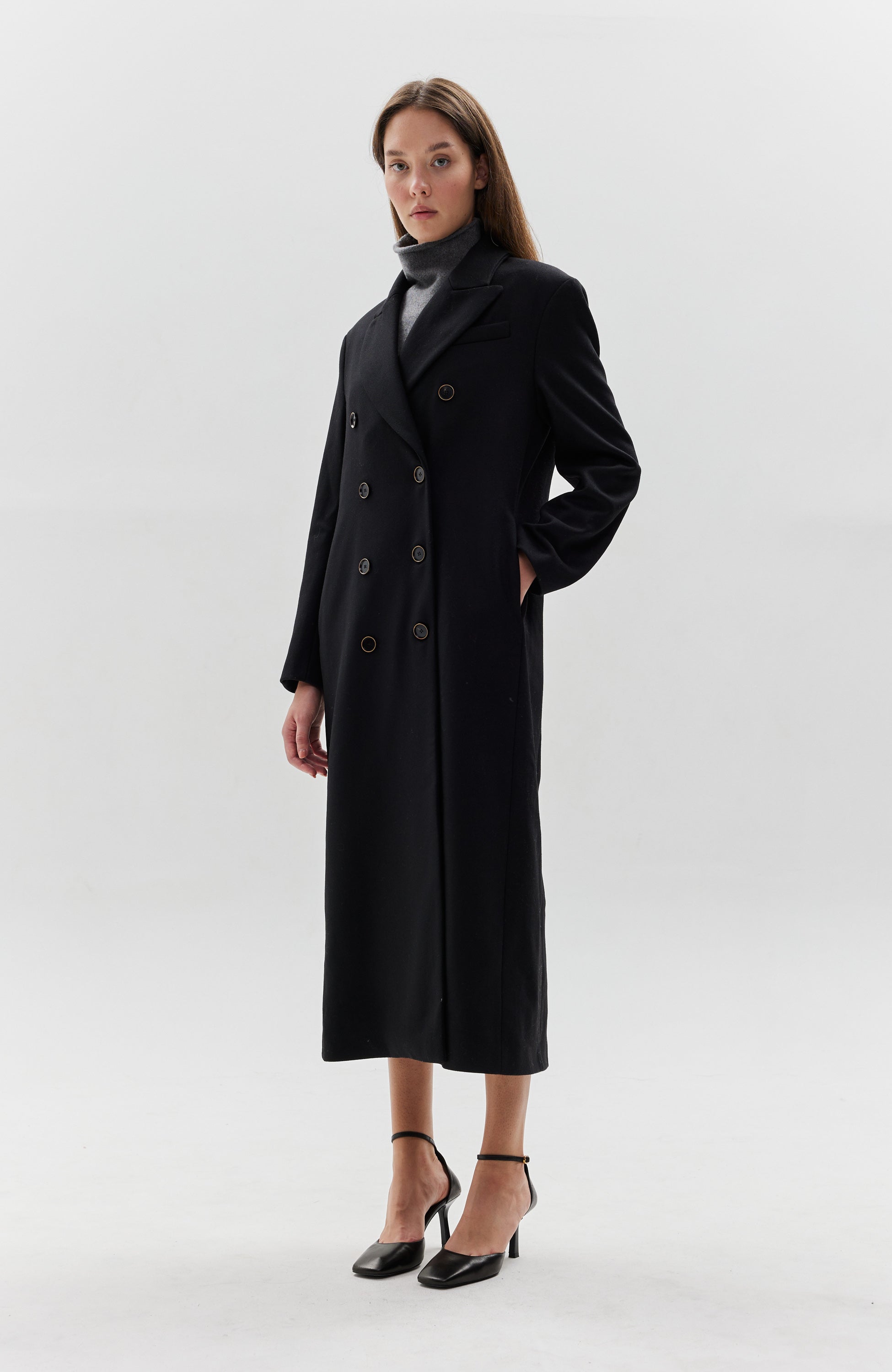 Erika cavallini Black Double breasted wool coat image 6