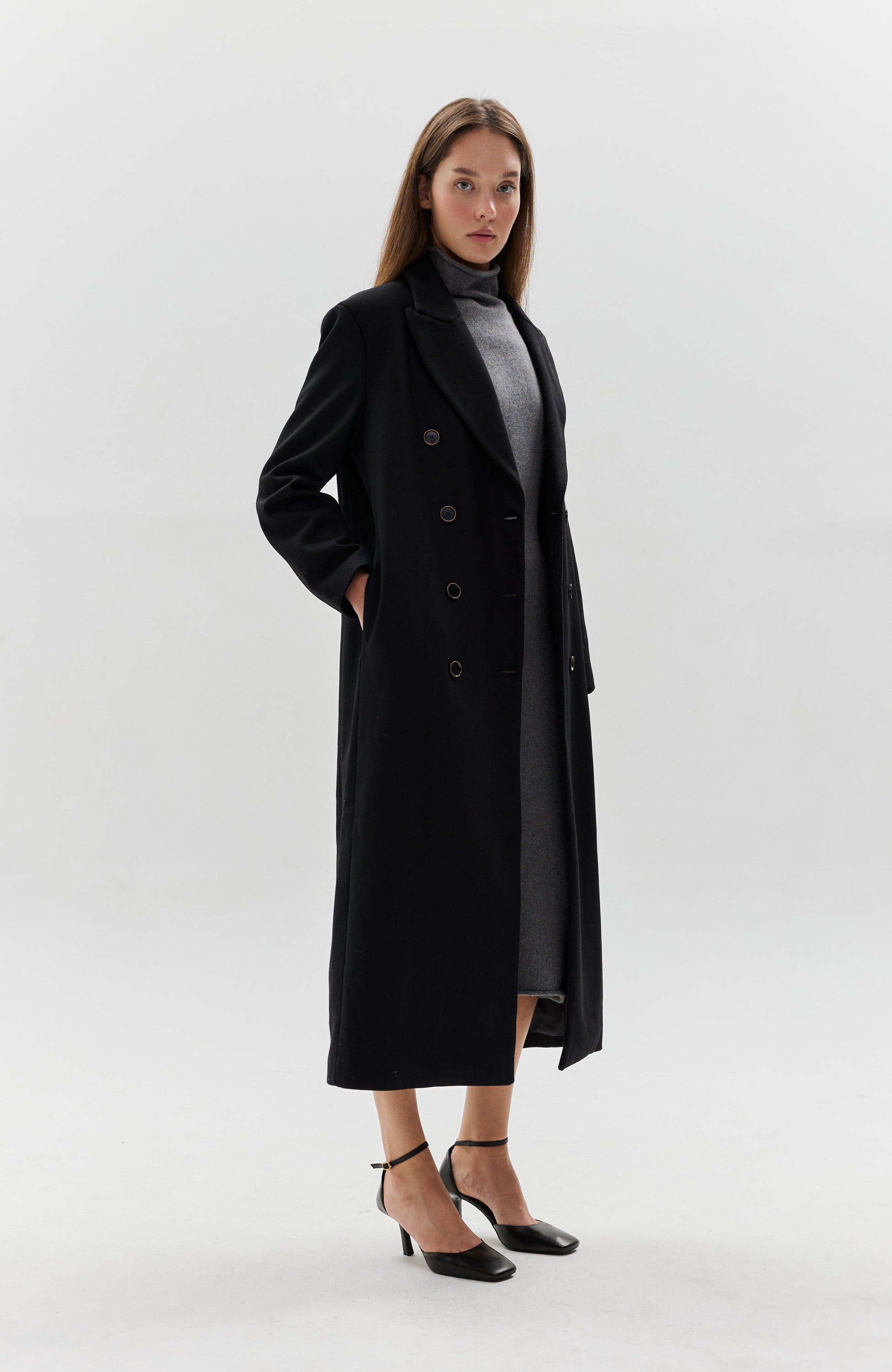 Erika cavallini Black Double breasted wool coat image 4