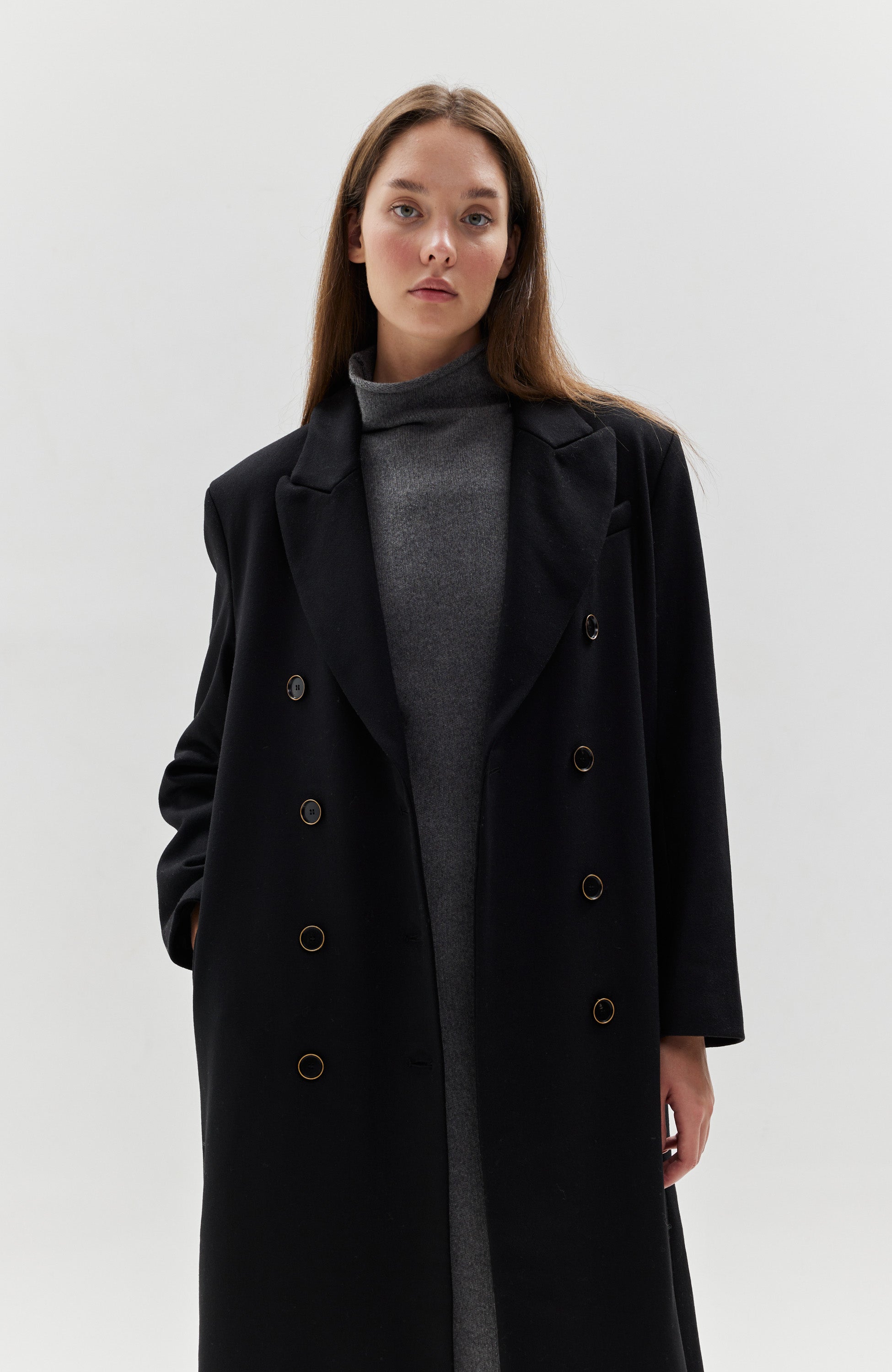 Erika cavallini Black Double breasted wool coat image 9