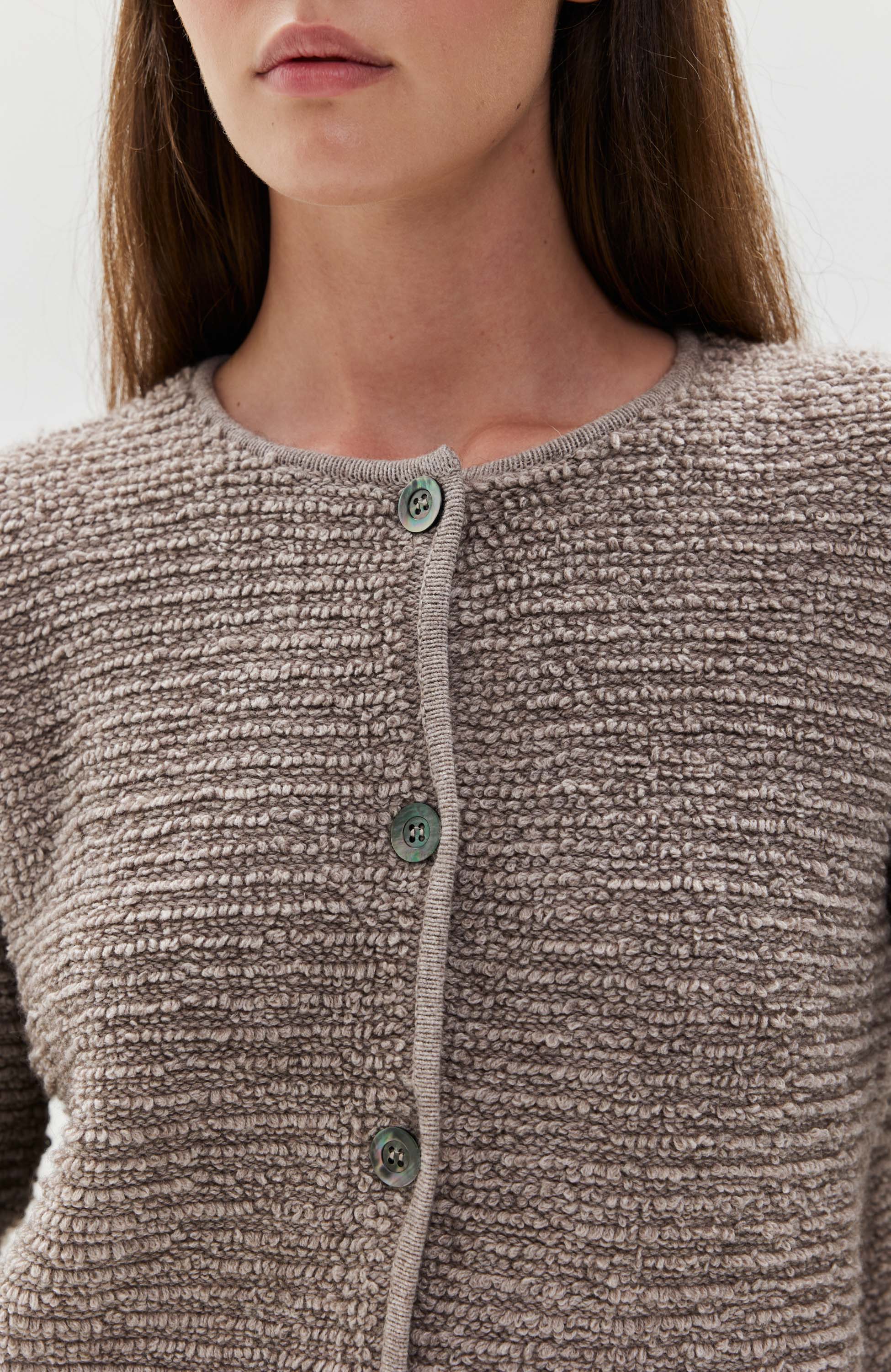 Ftc cashmere Beige Textured roundneck cardigan image 5