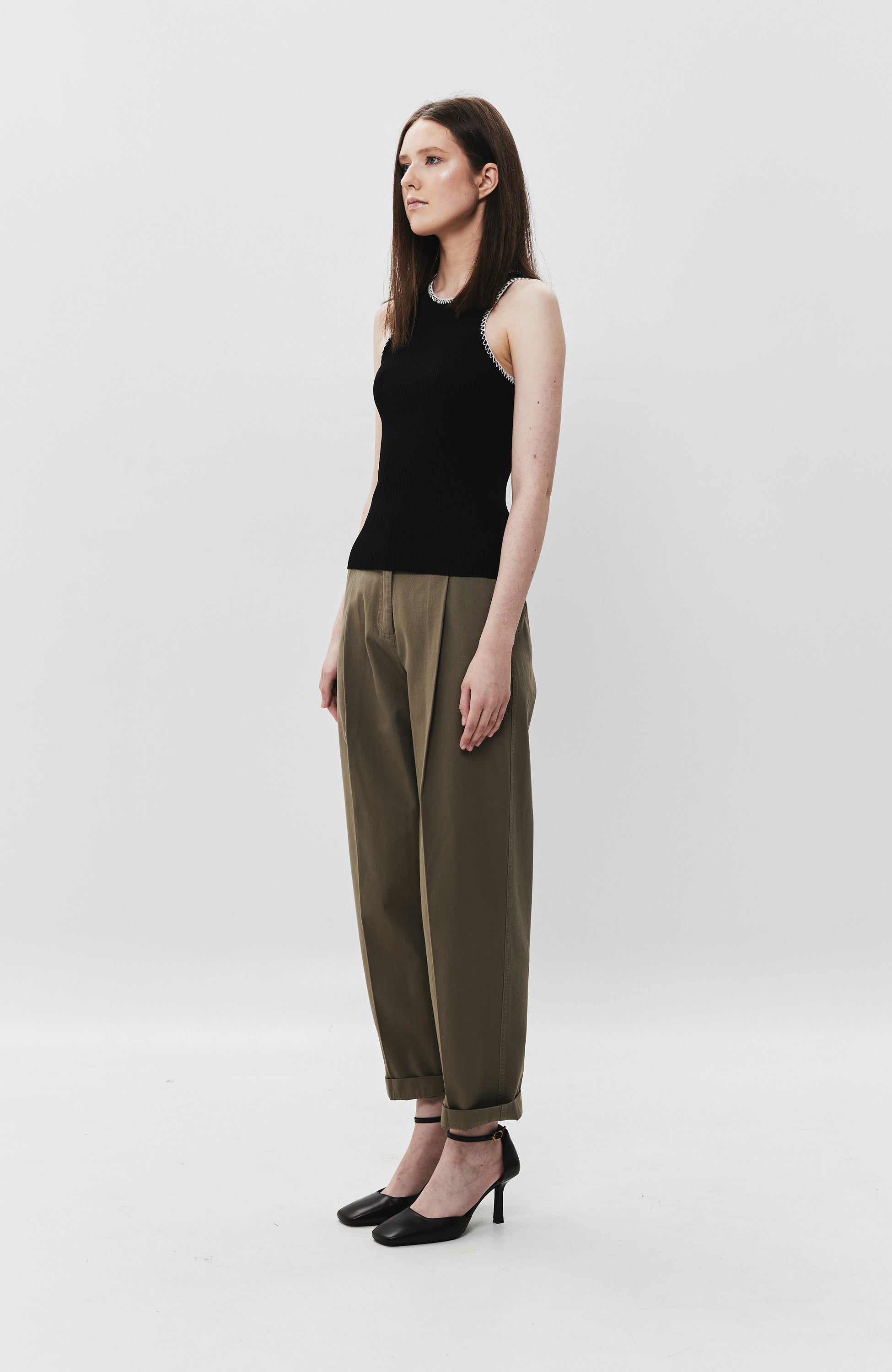 House of dagmar Green Cotton chino trousers image 6