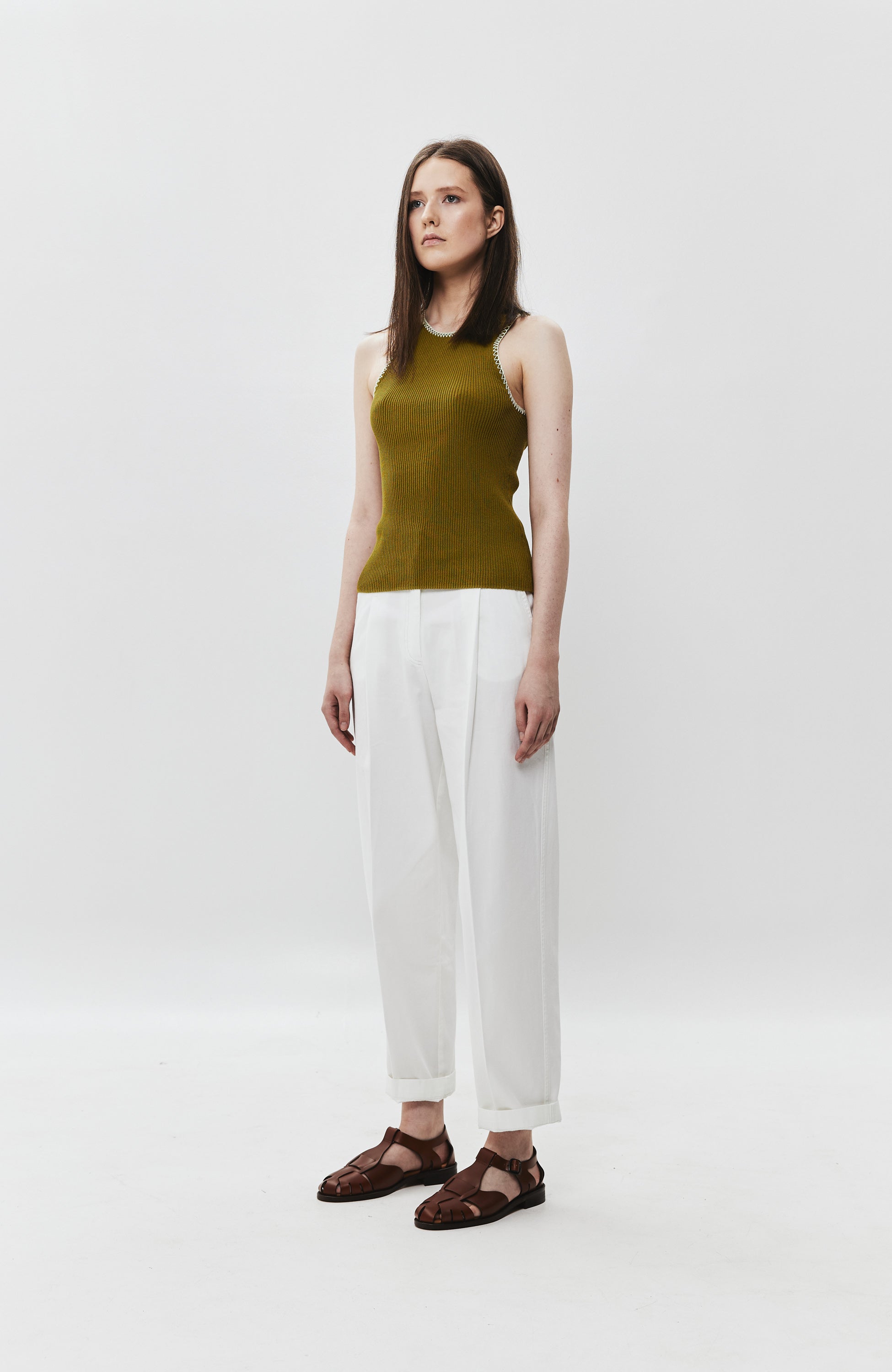 House of dagmar White Cotton chino trousers image 7