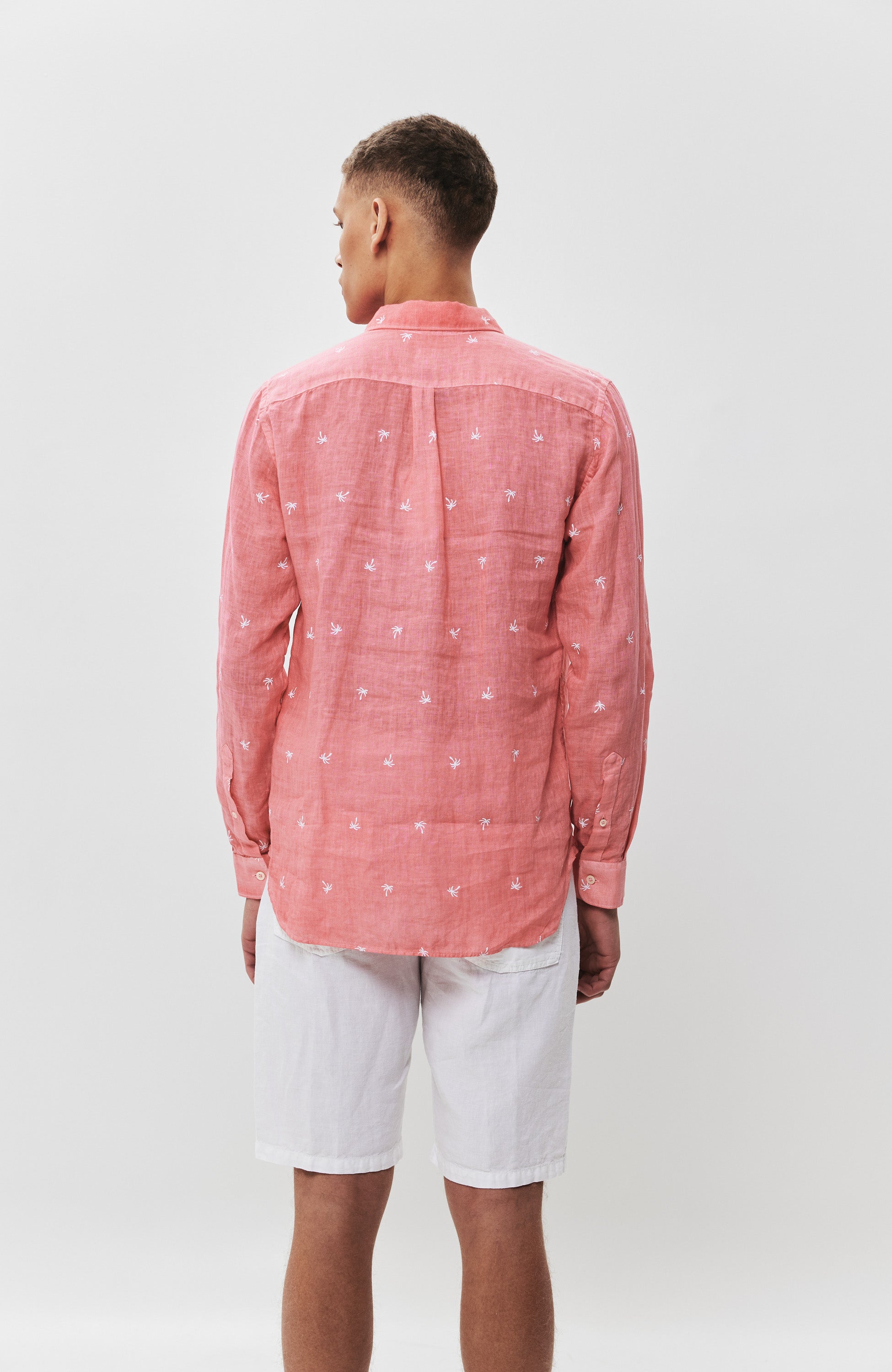 120% lino Pink Printed long sleeve linen shirt image 3