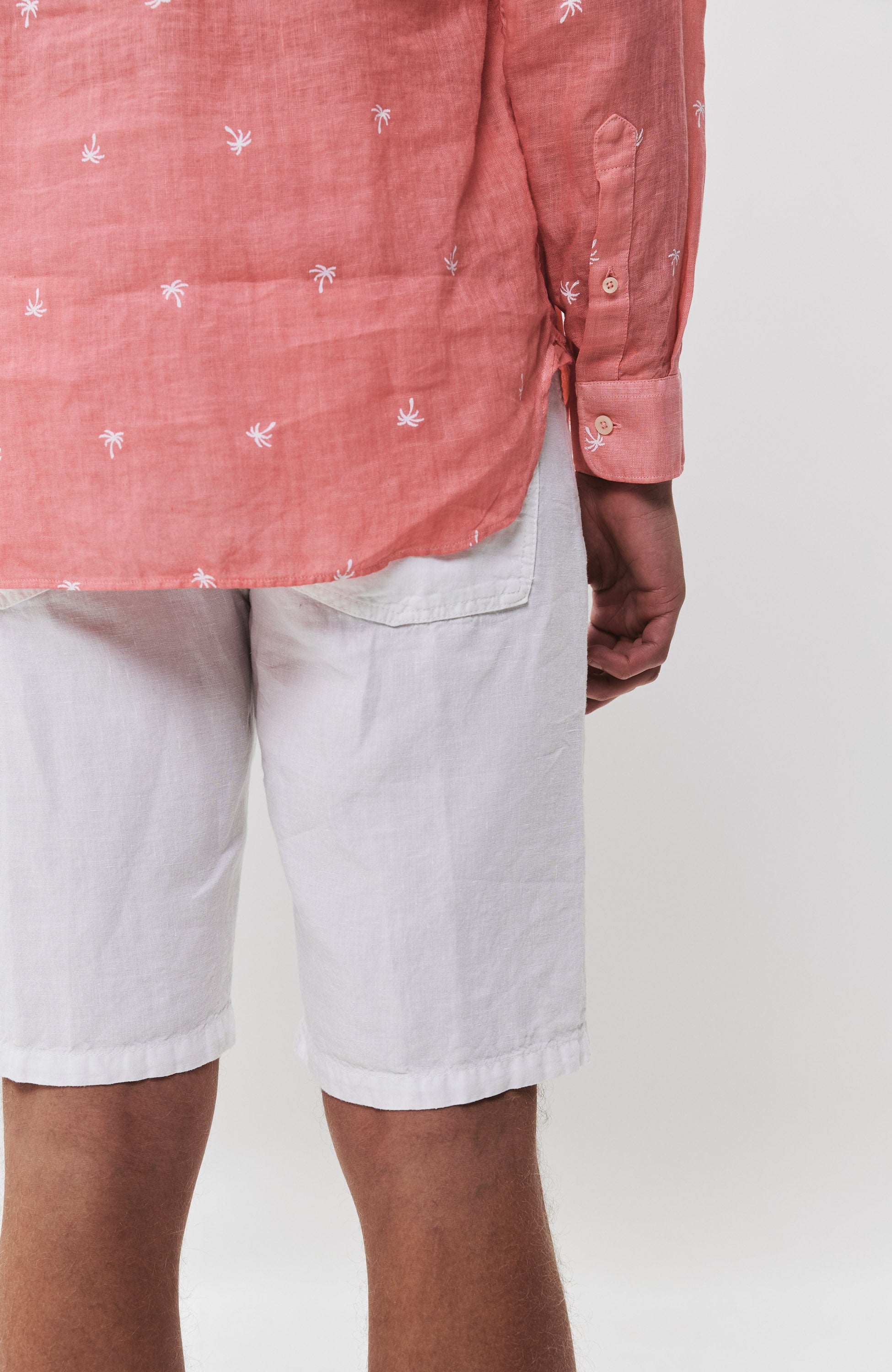 120% lino Pink Printed long sleeve linen shirt image 5