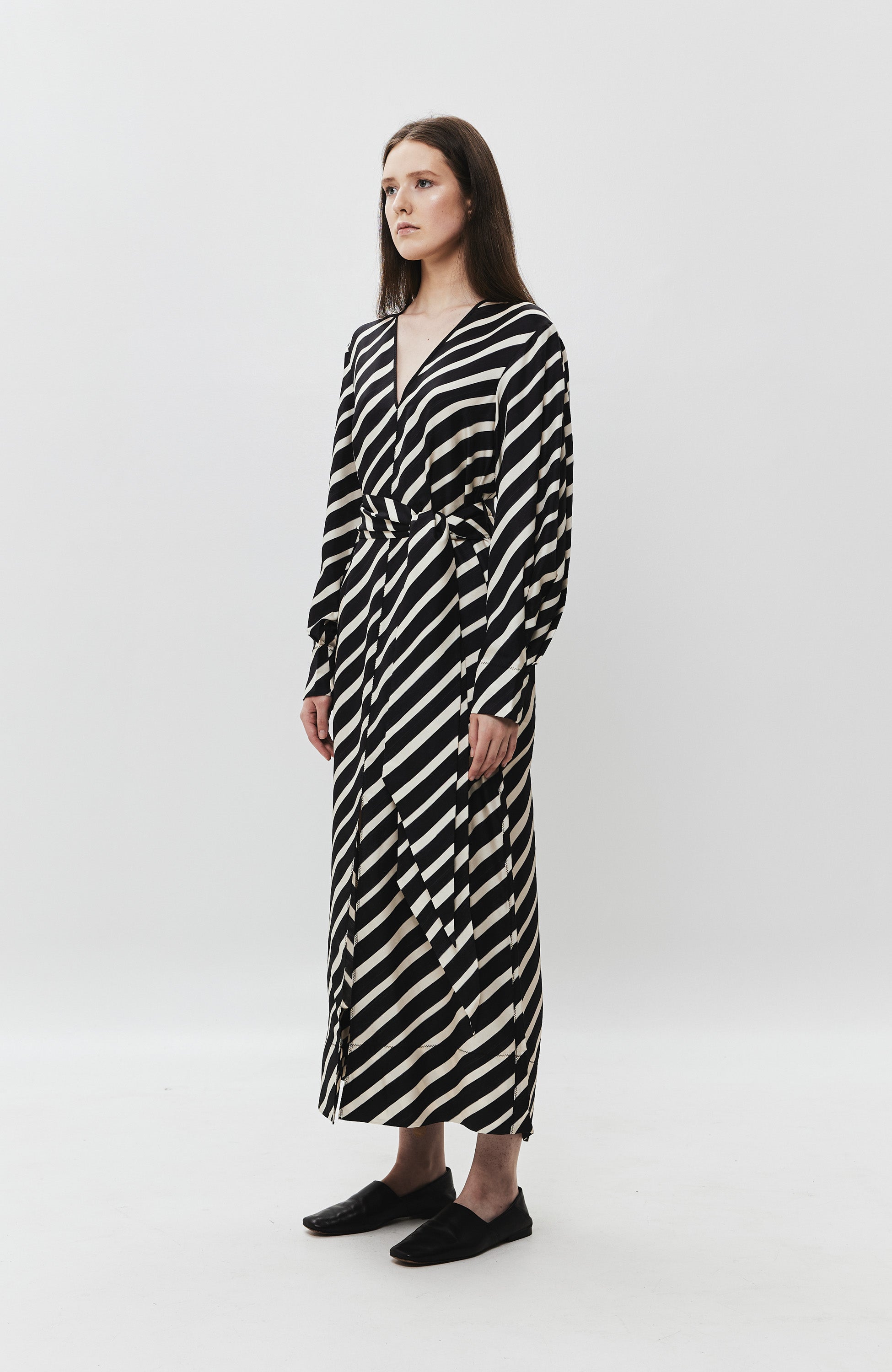 House of dagmar Black Silk v-neck dress image 6