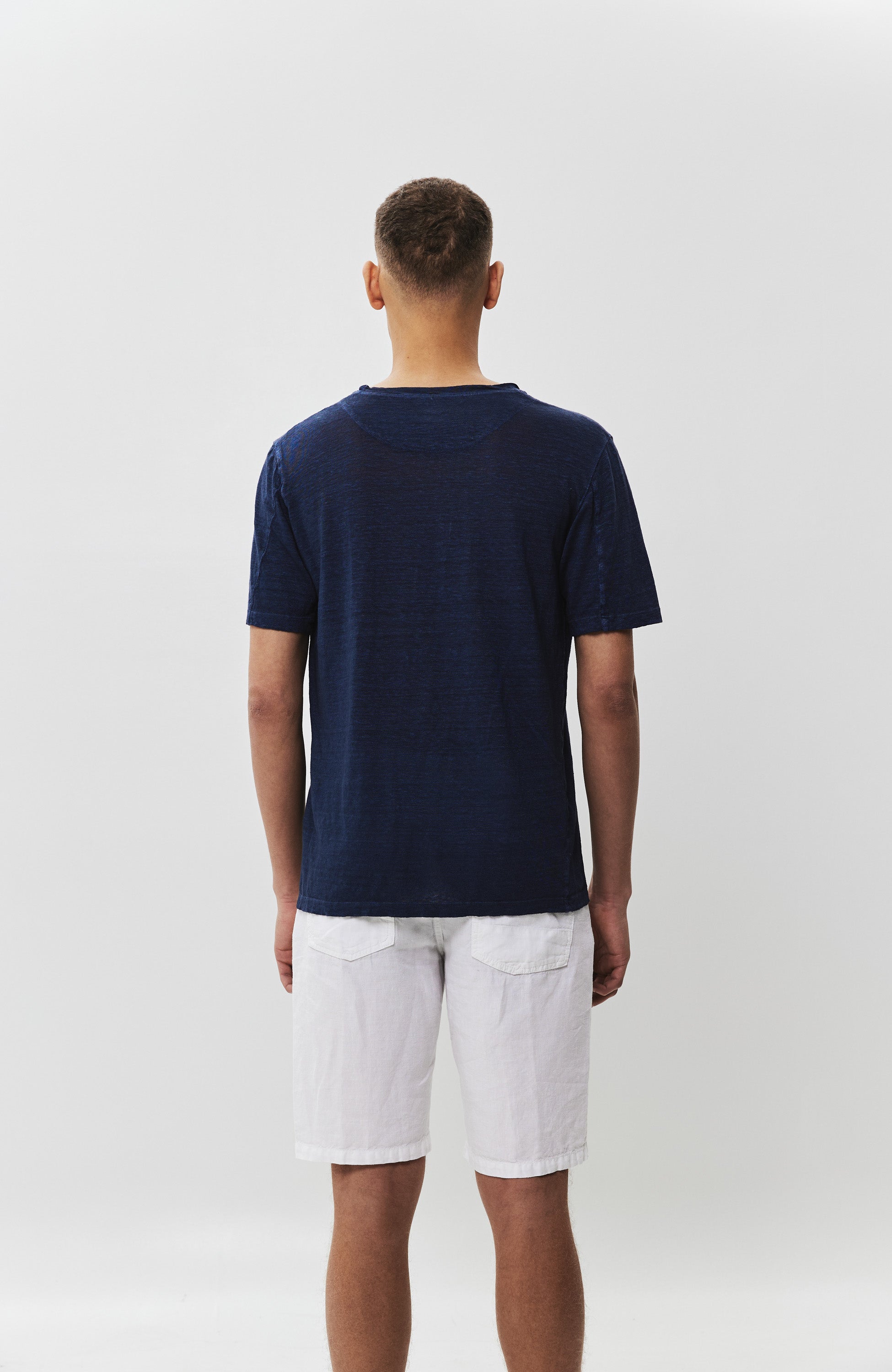 120% lino Navy Linen basic t-shirt image 3