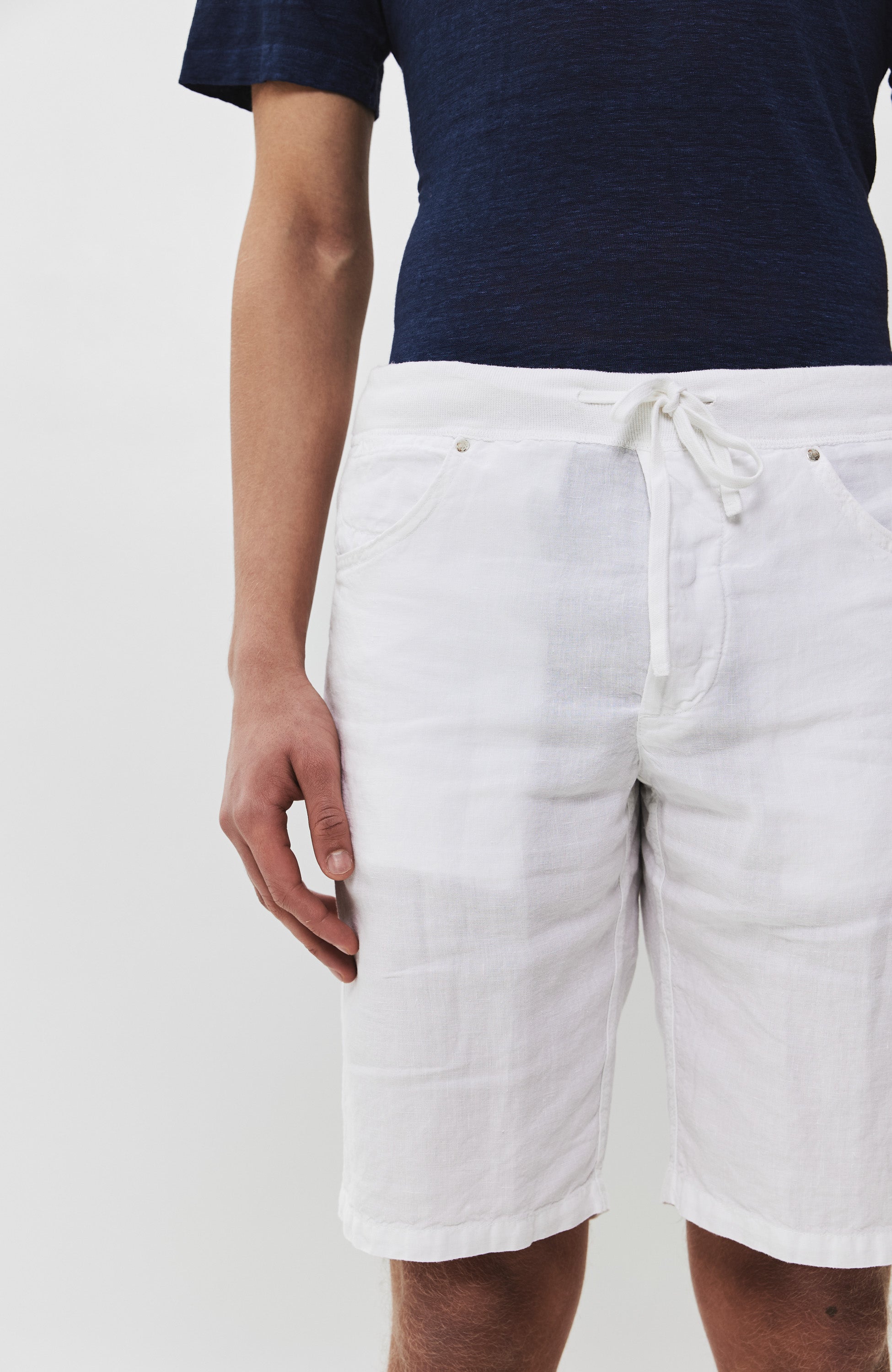 120% lino White Linased lühikesed püksid paelaga image 6