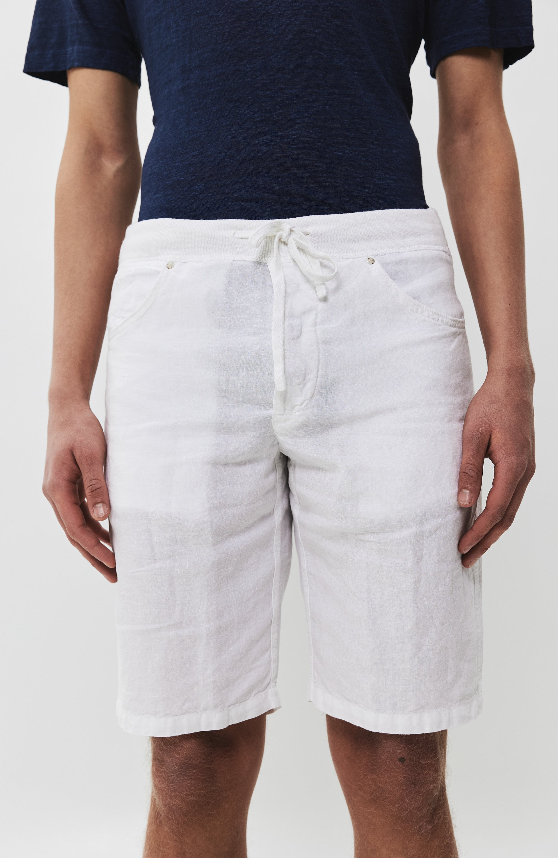 120% lino White Linased lühikesed püksid paelaga image 5