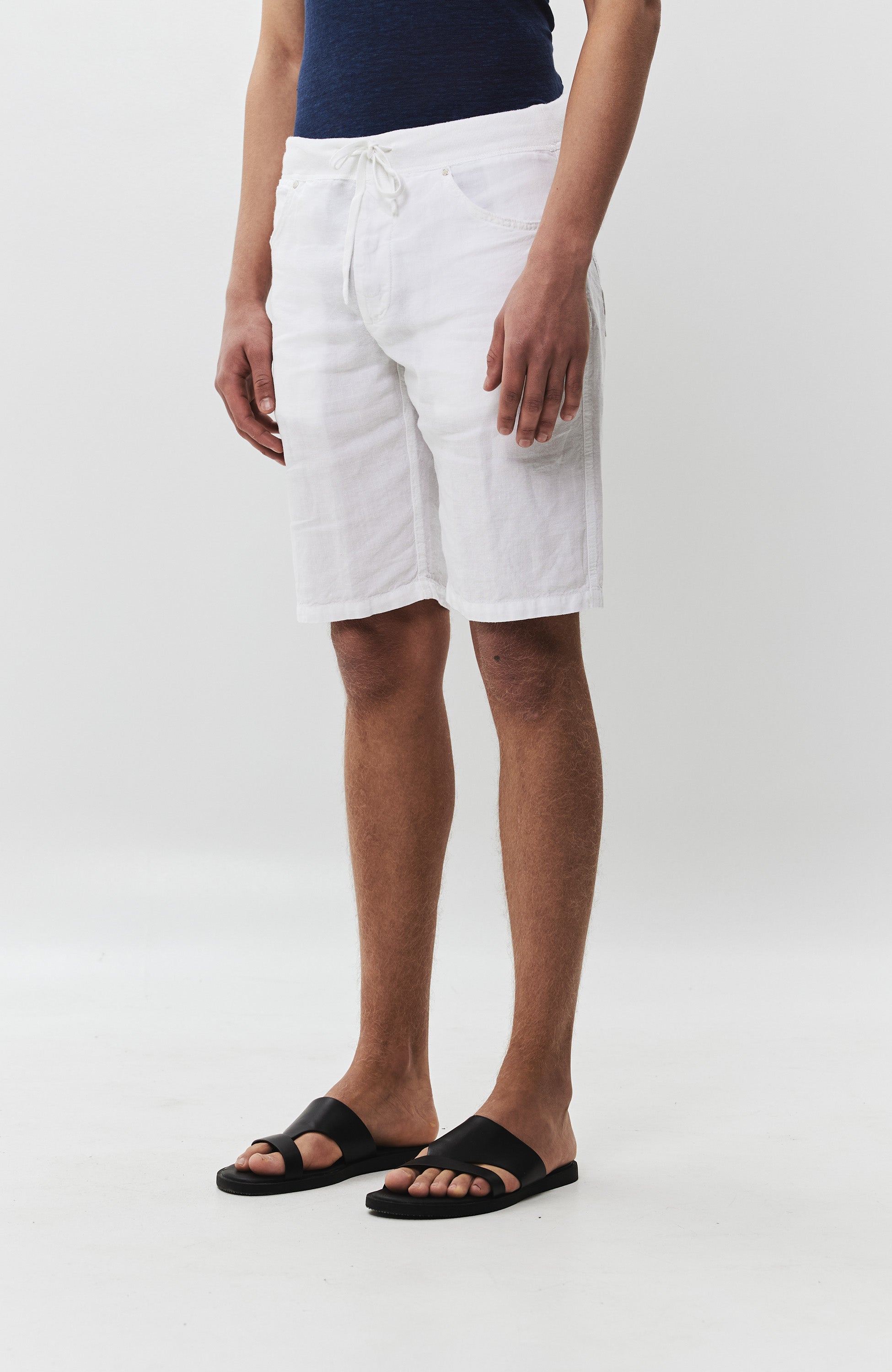 120% lino White Linased lühikesed püksid paelaga image 3