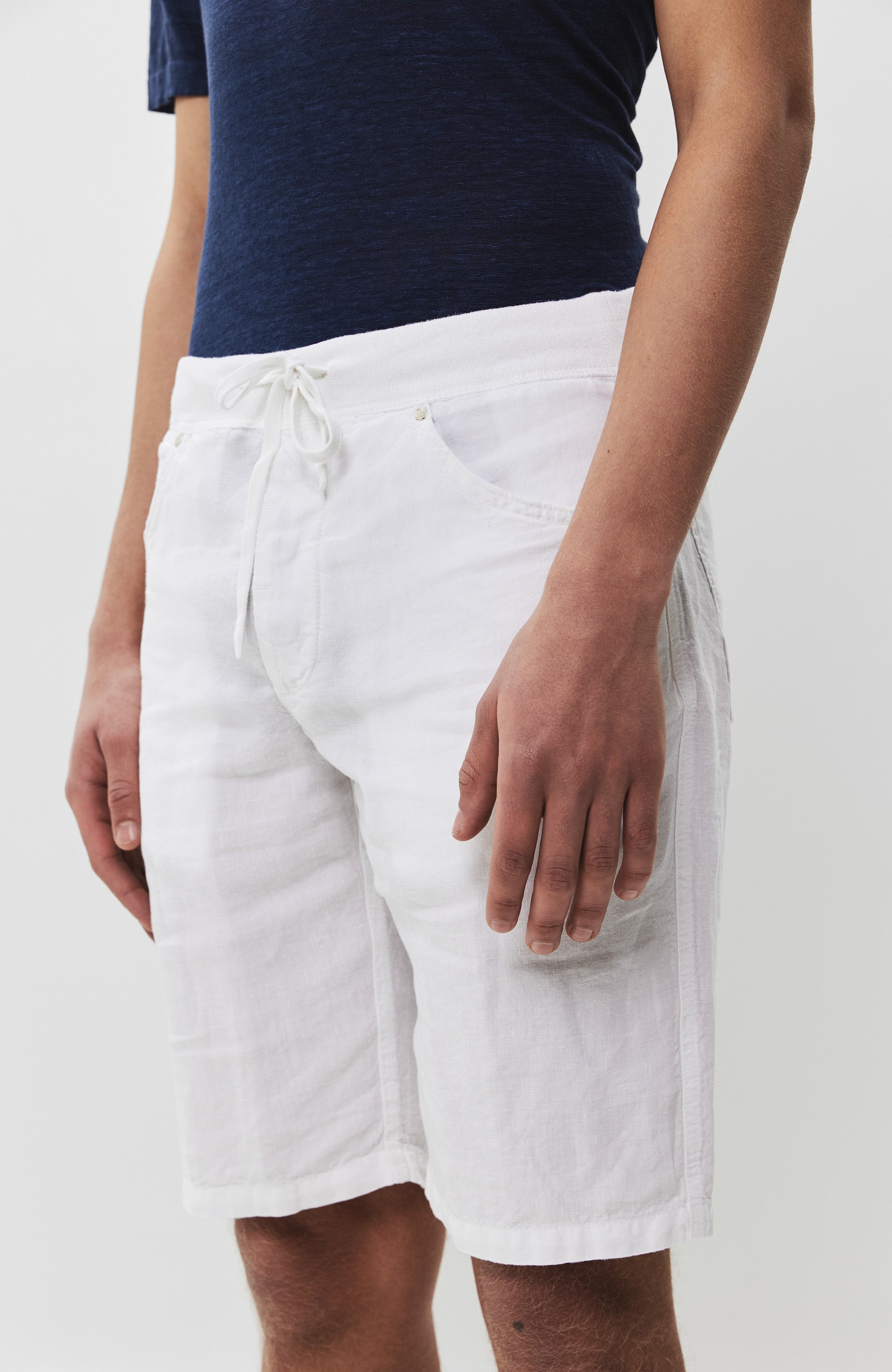 120% lino White Linased lühikesed püksid paelaga image 8
