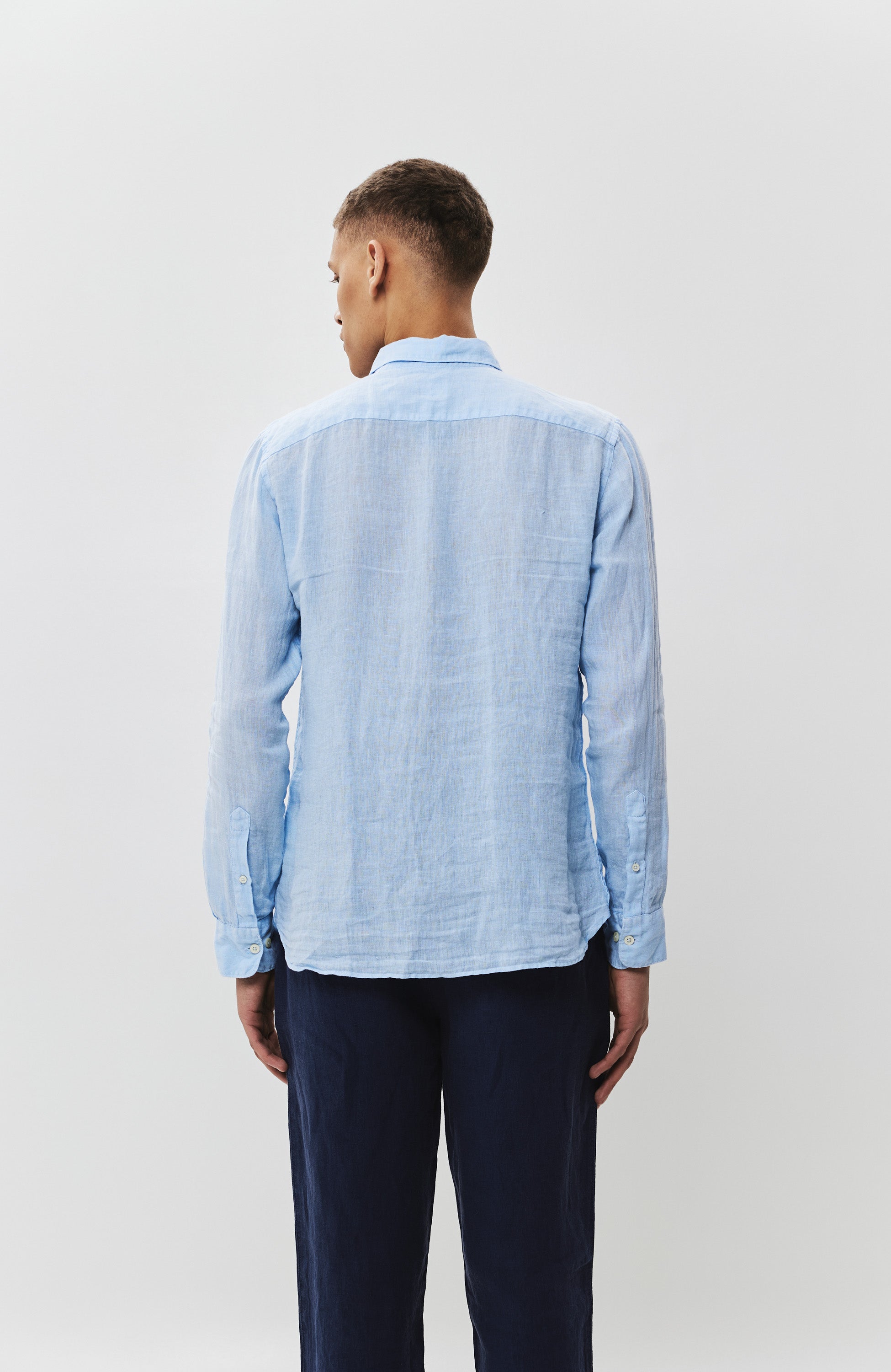 120% lino Blue Long sleeve linen shirt image 3
