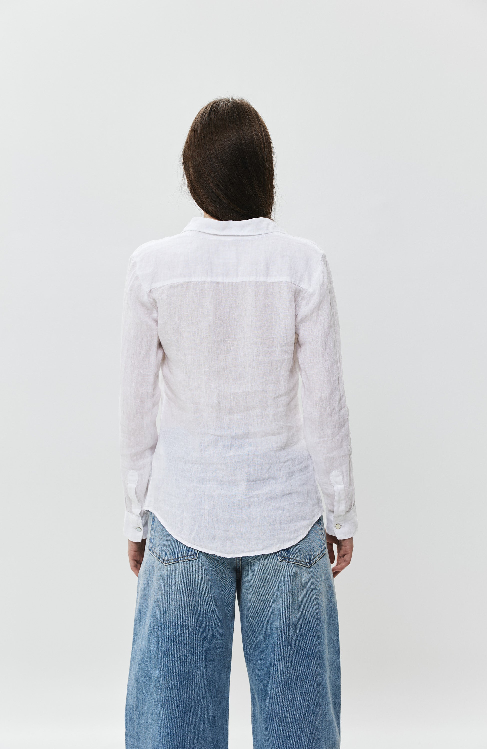 120% lino White Long sleeve linen shirt image 3
