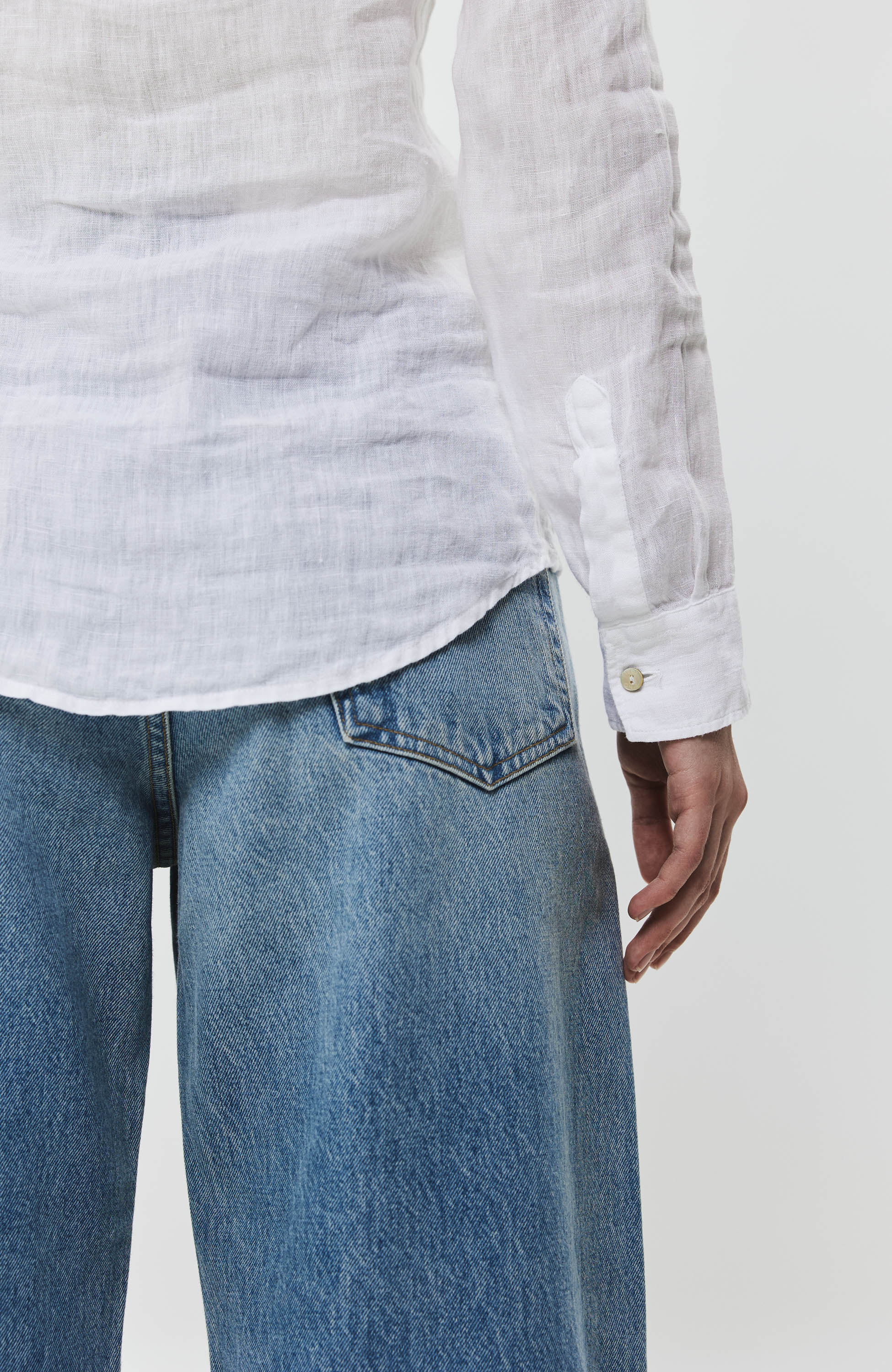 120% lino White Long sleeve linen shirt image 4