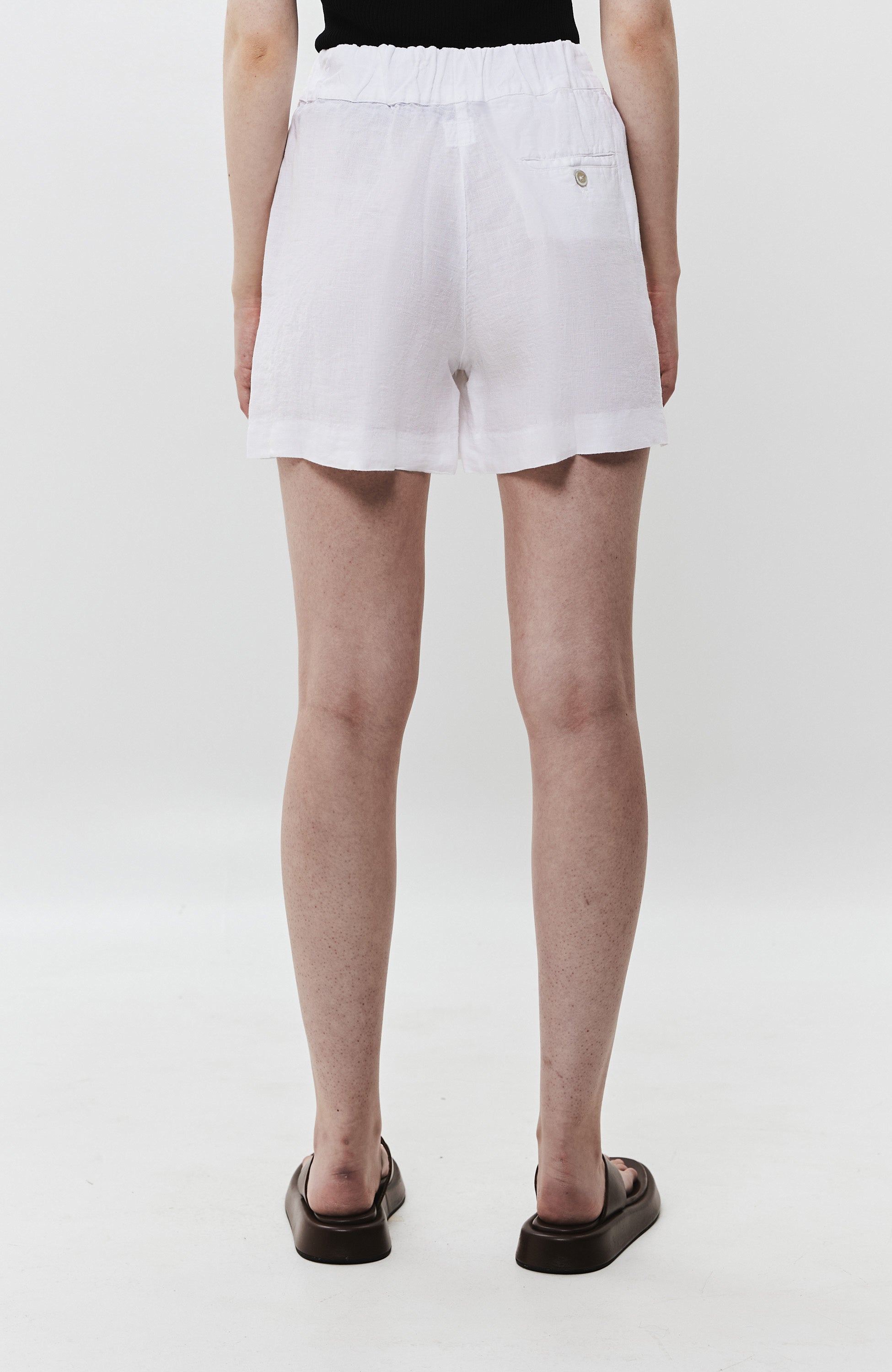 120% lino White Elasticated-waistband linen shorts image 4