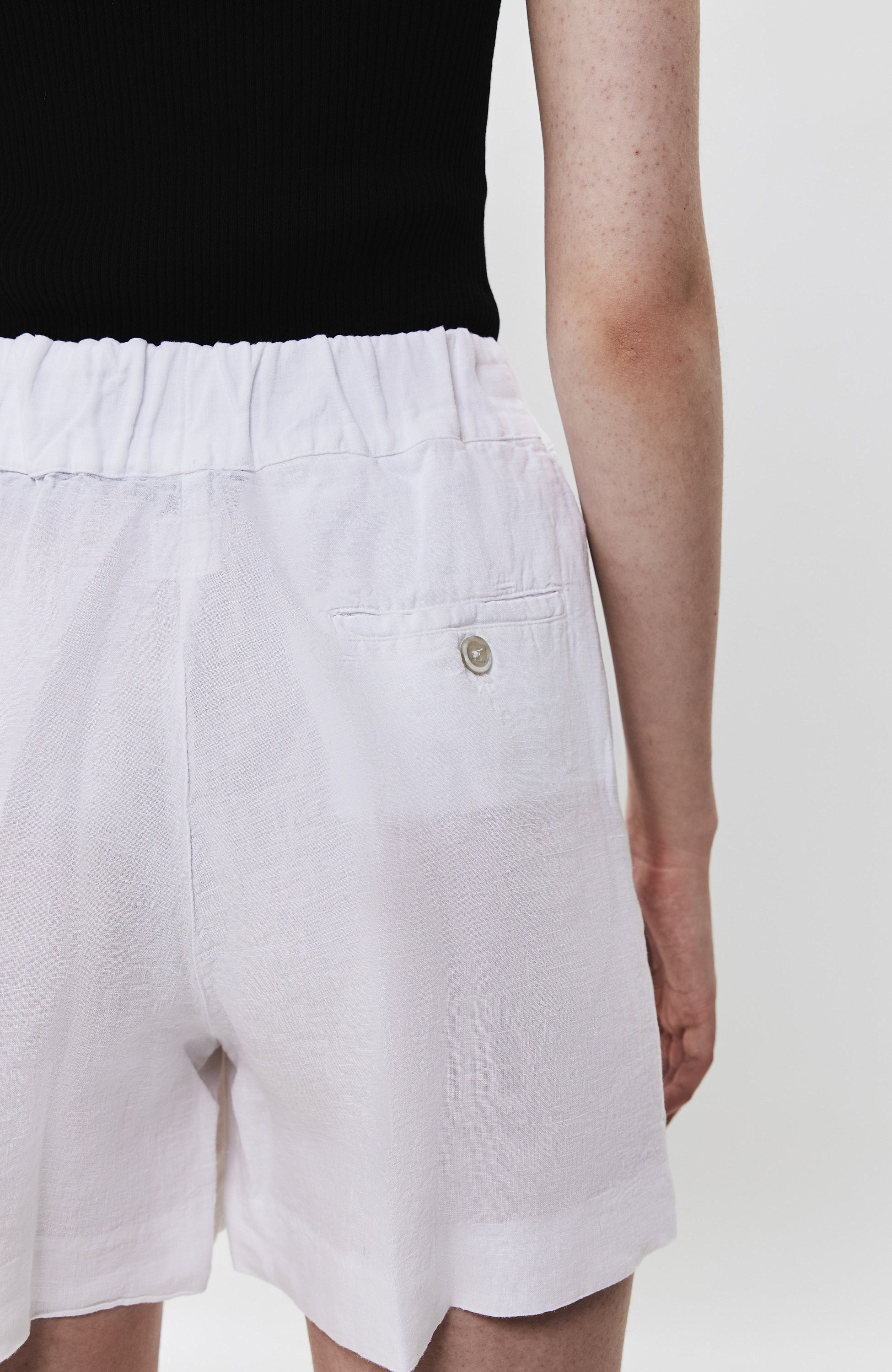120% lino White Elasticated-waistband linen shorts image 7