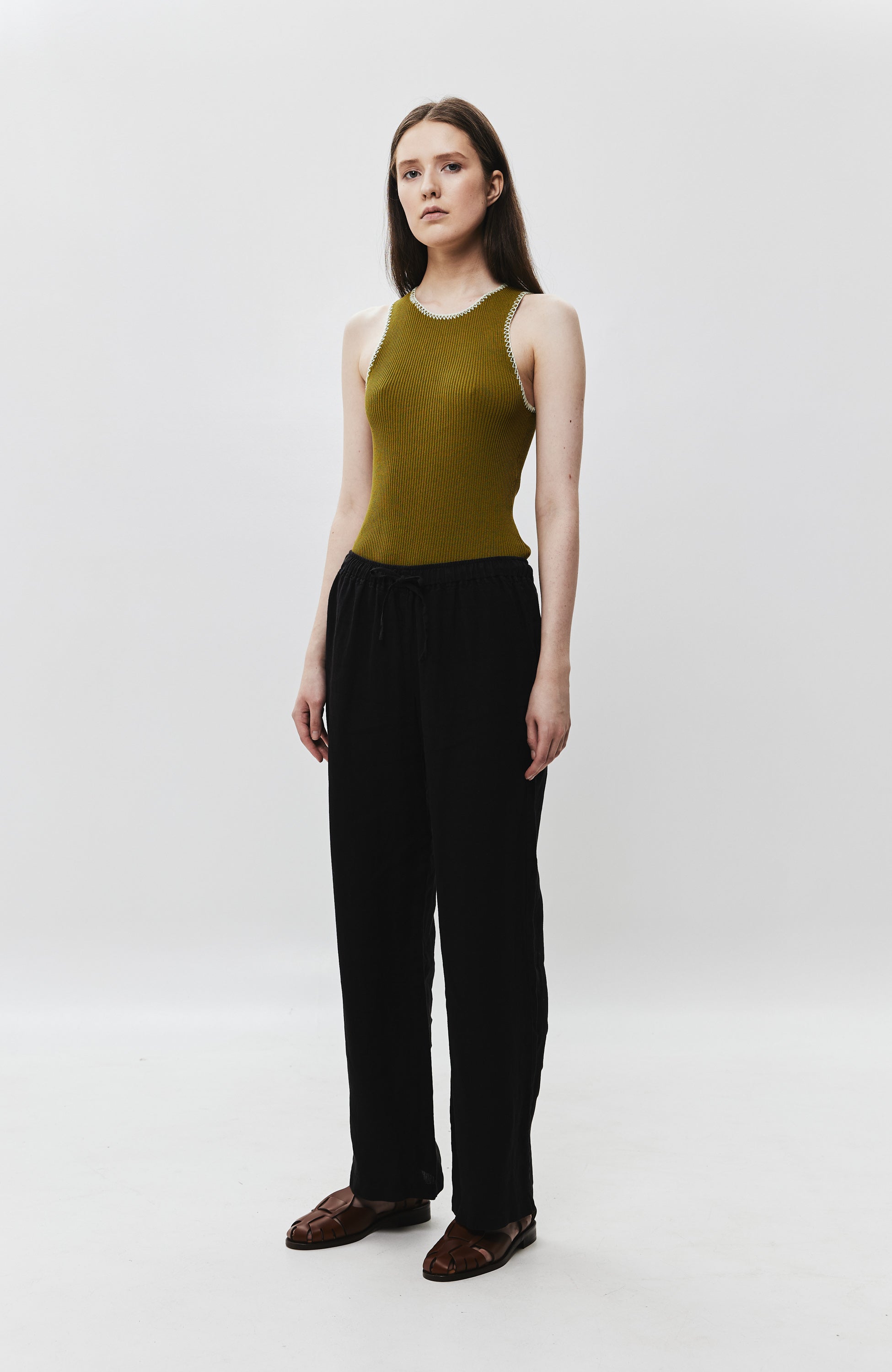 120% lino Black Straight-leg linen trousers image 6