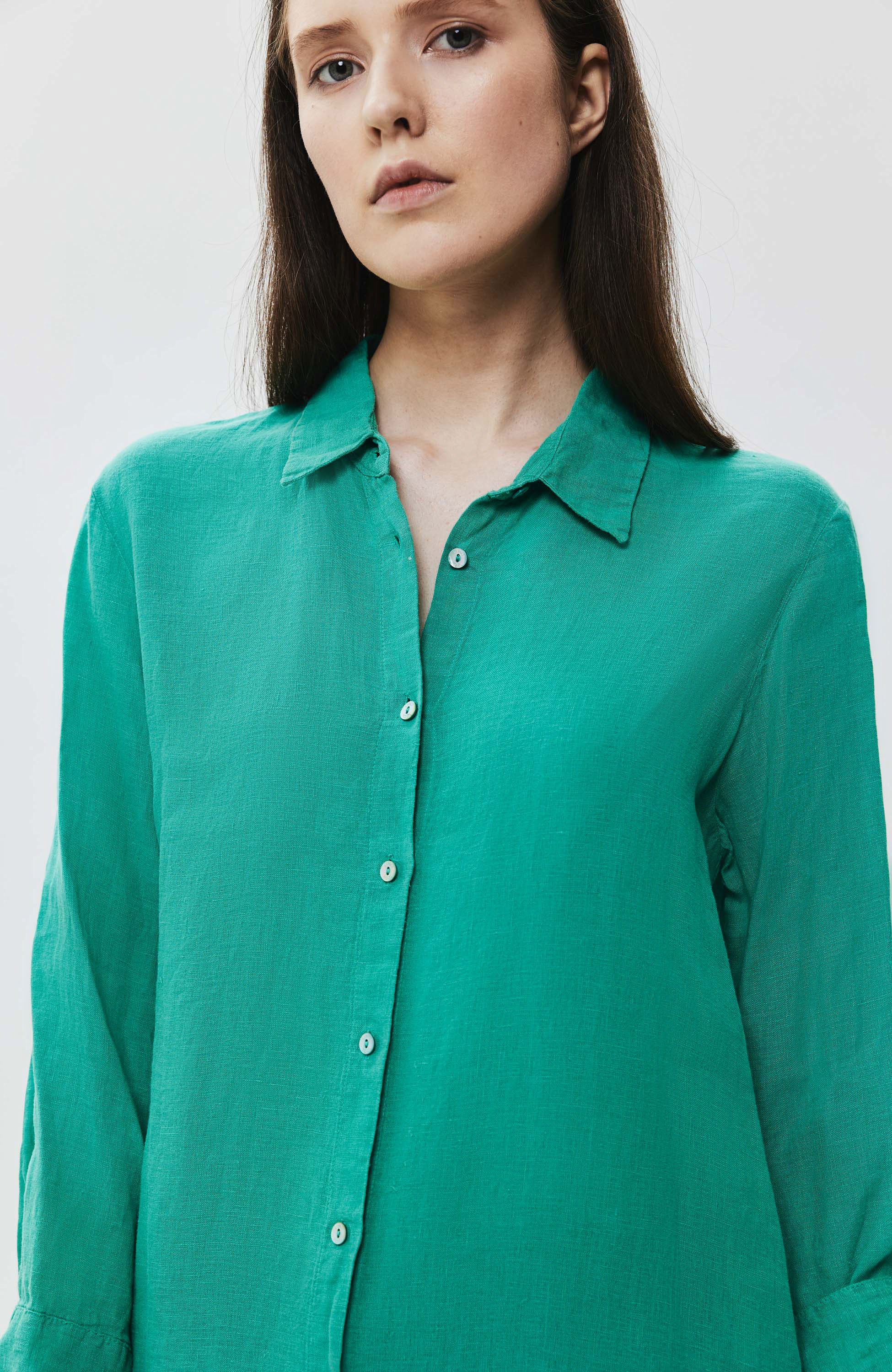120% lino Green Pikk linane särkkleit image 2