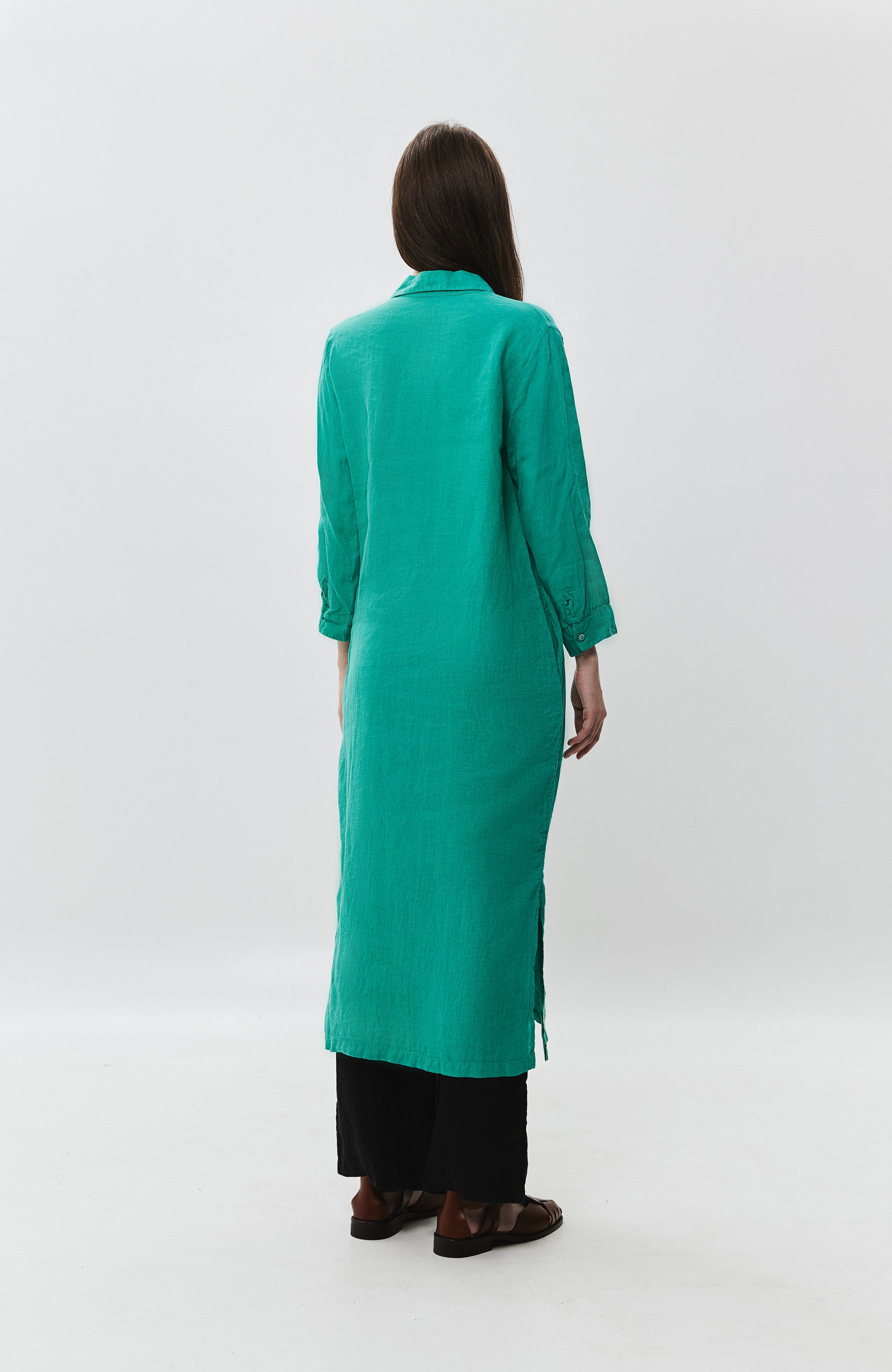 120% lino Green Pikk linane särkkleit image 3