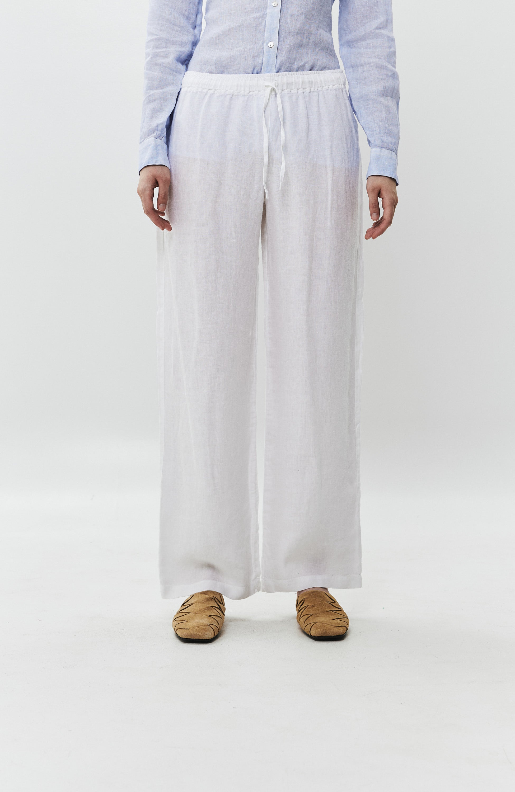 120% lino White Straight-leg linen trousers image 3