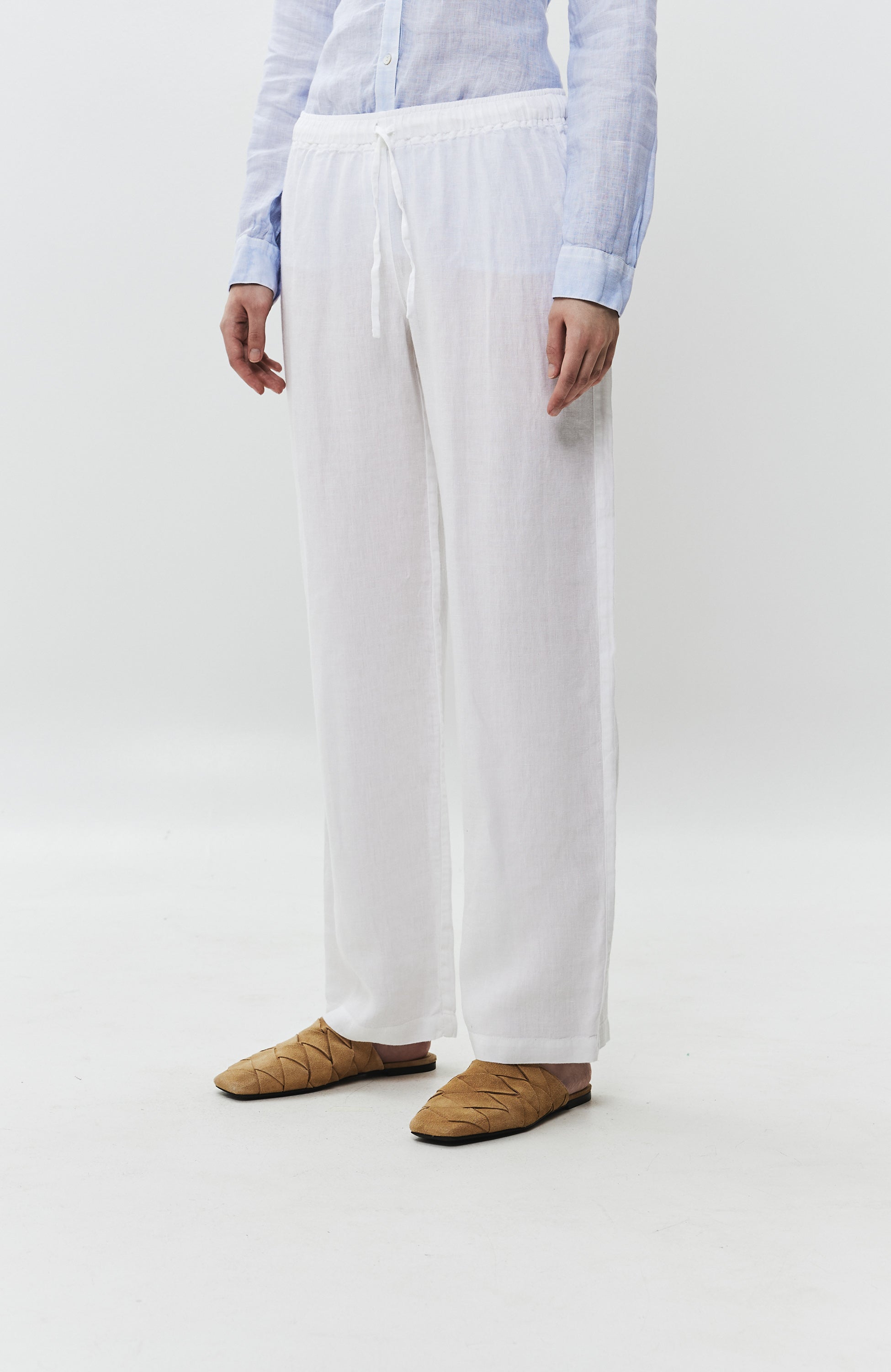 120% lino White Straight-leg linen trousers image 4