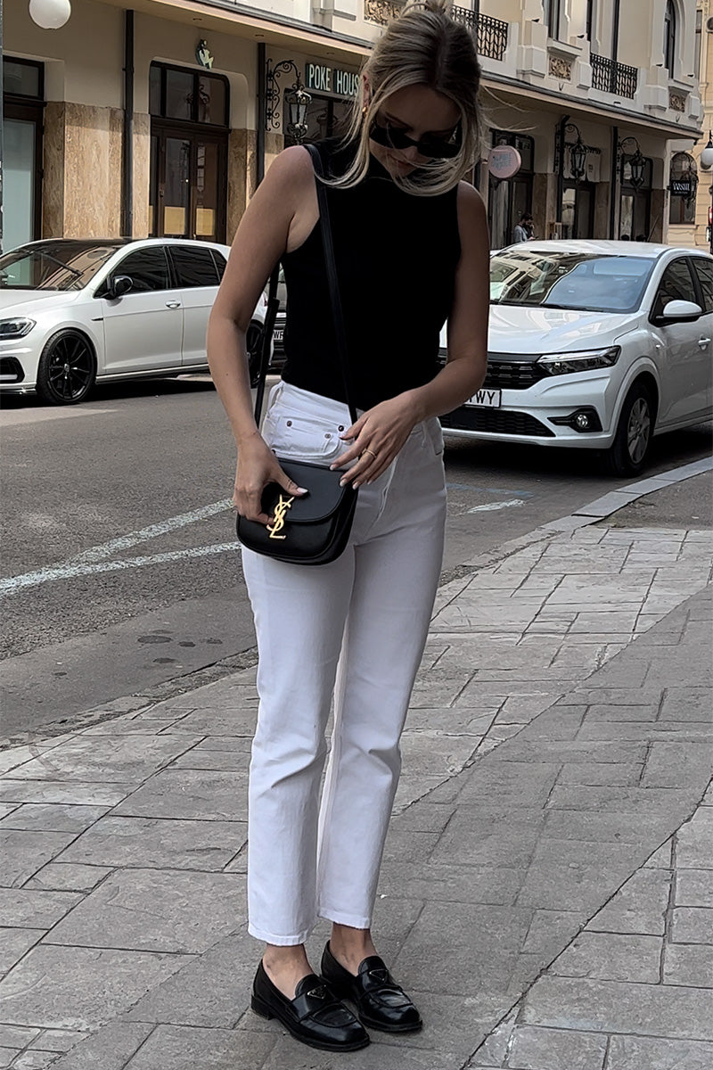 Highneck ribbed top RONNIE and Lace-up loafers SALER NAUTIC