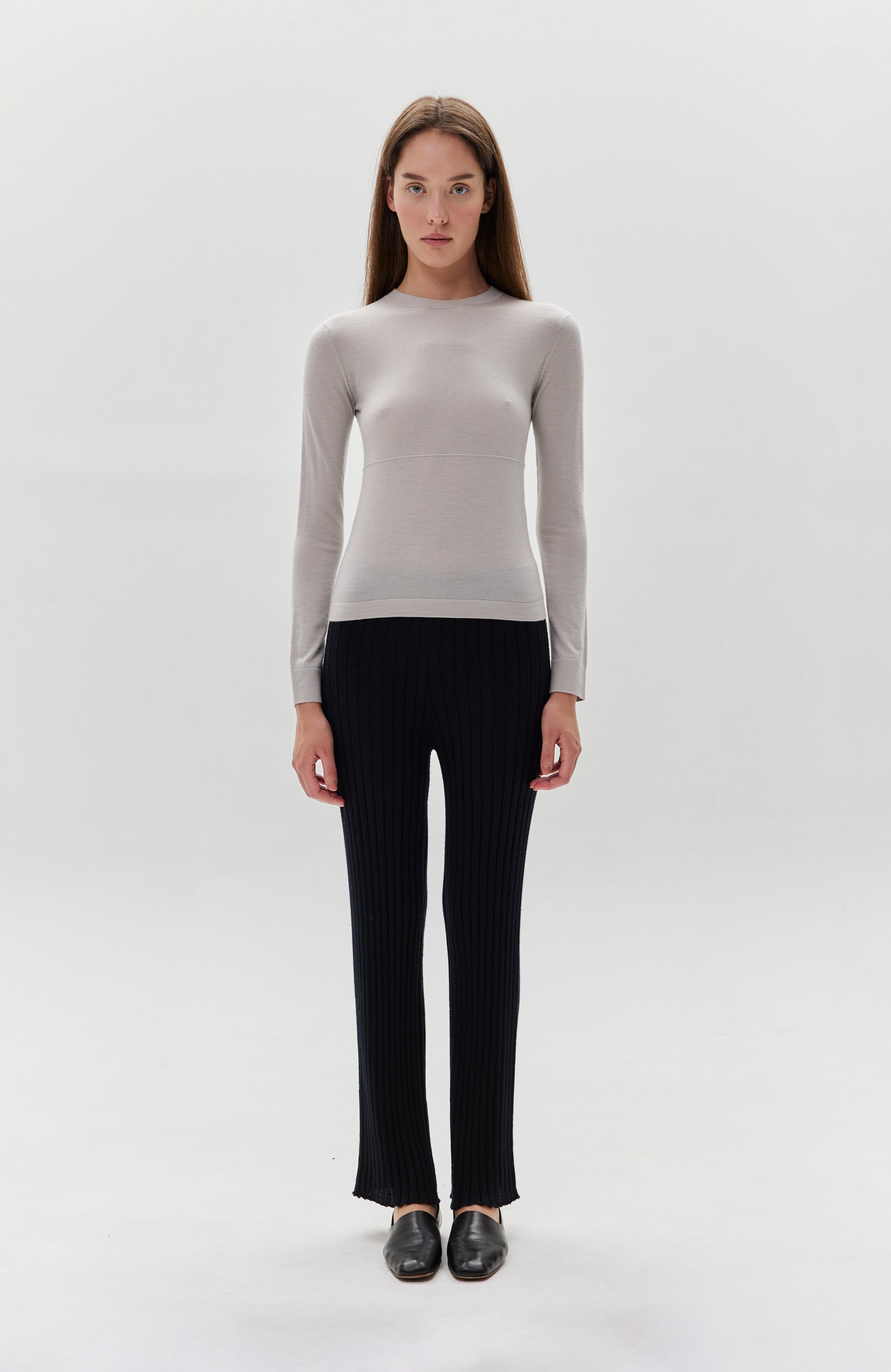 Lisa yang Grey Roundneck fine-knit top rowen image 8