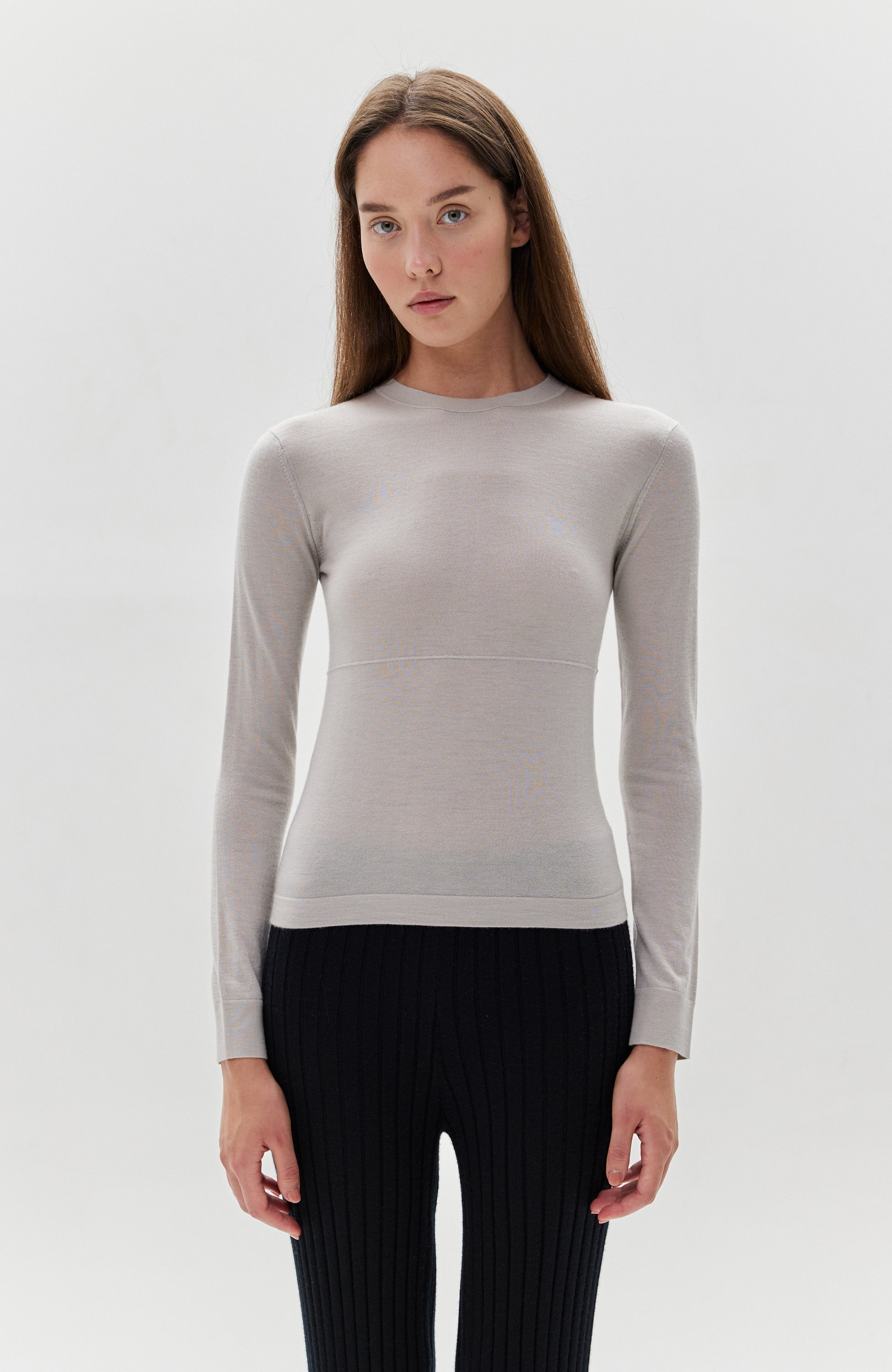 Lisa yang Grey Roundneck fine-knit top rowen image 2
