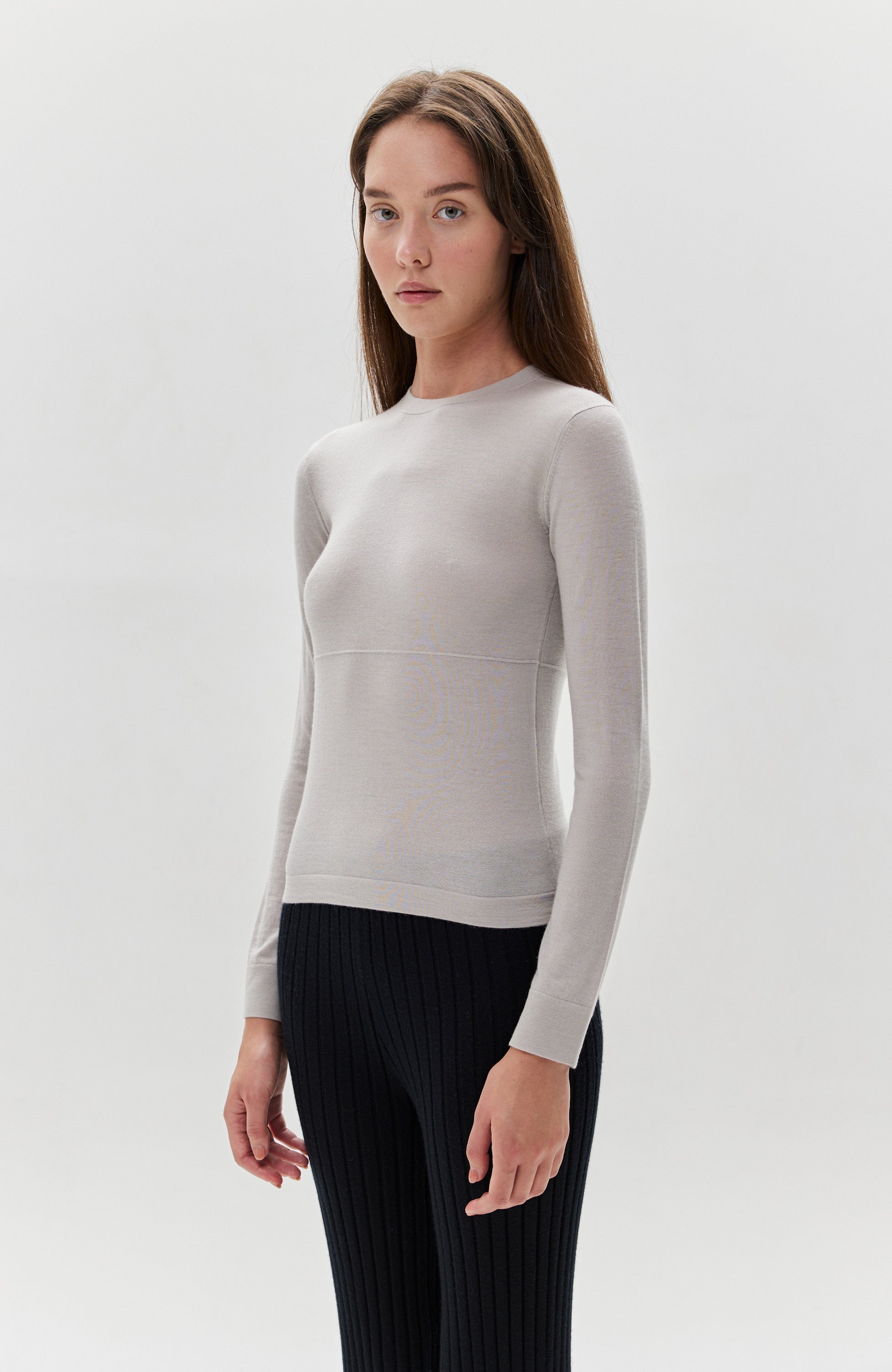 Lisa yang Grey Roundneck fine-knit top rowen image 4