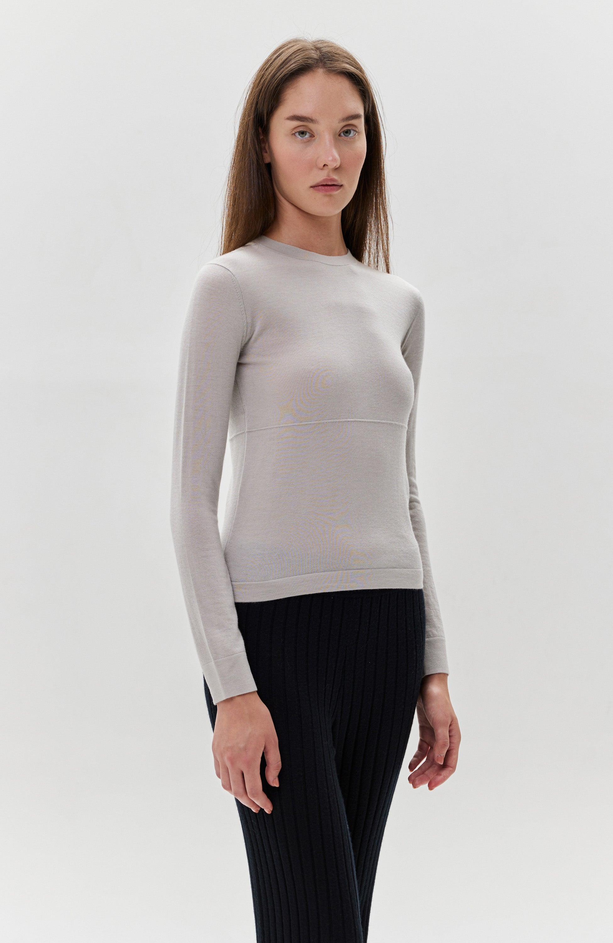 Lisa yang Grey Roundneck fine-knit top rowen image 3